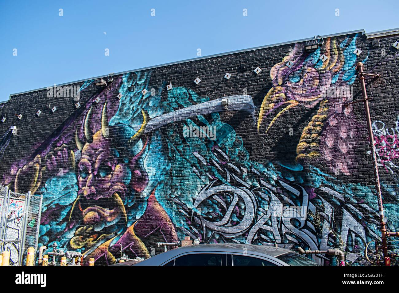 Murals and street art from the Arts District in Los Angeles California Stock Photo