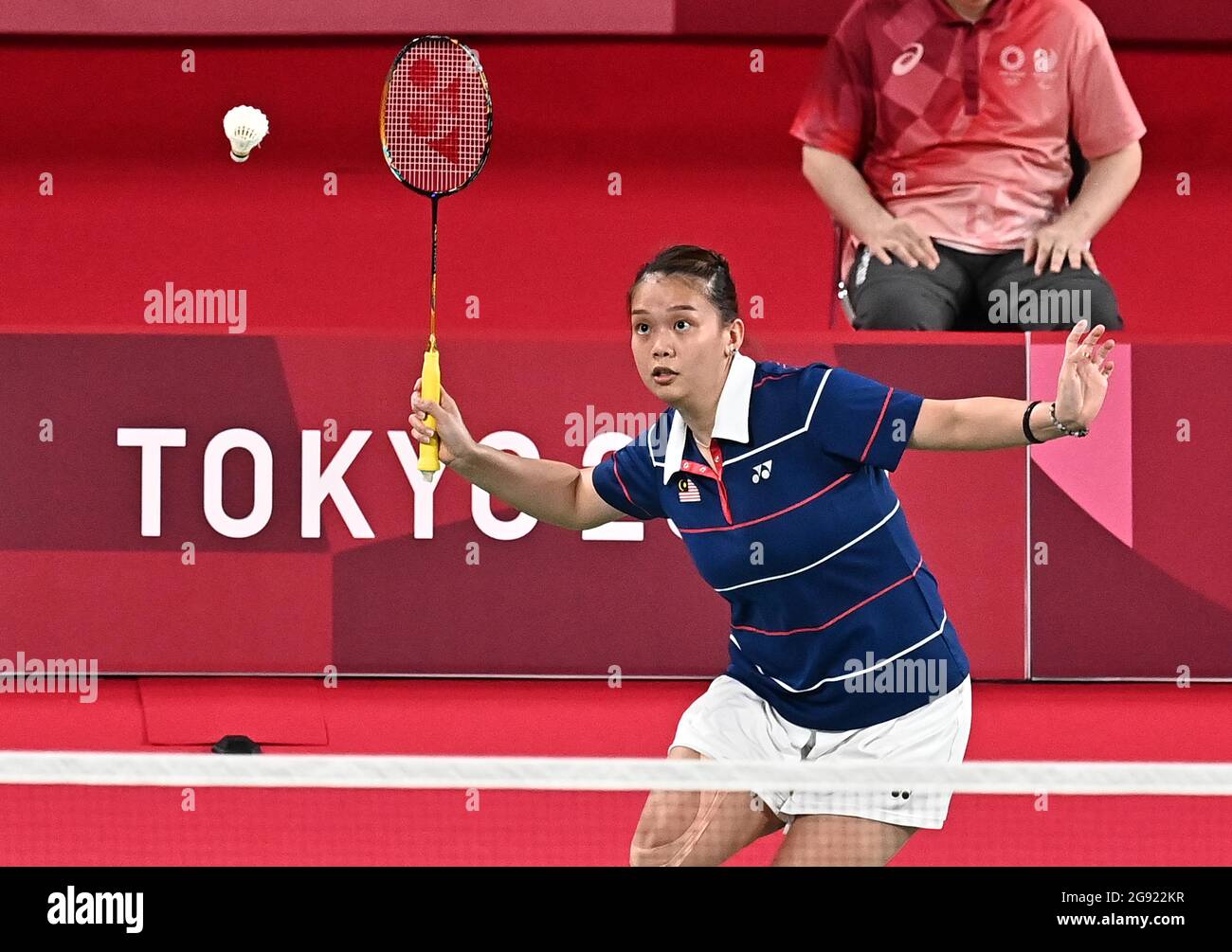 Tokyo, Japan. 24th July, 2021. Badminton. Musashino Forest Sport Plaza. 290-11. Nishimachi. Chofu-shi. Tokyo. Mei Kuan Chow (MAS) during the womens doubles group stage
