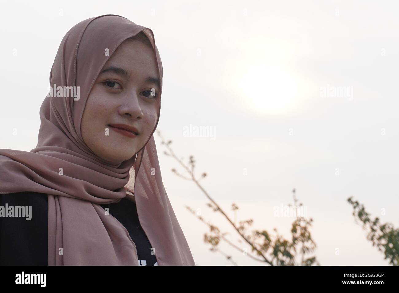 Beautiful Muslim girls with a natural background. The girl's vacation ...