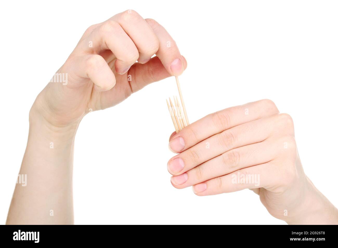 Hand throwing toothpick isolated on white Stock Photo Alamy