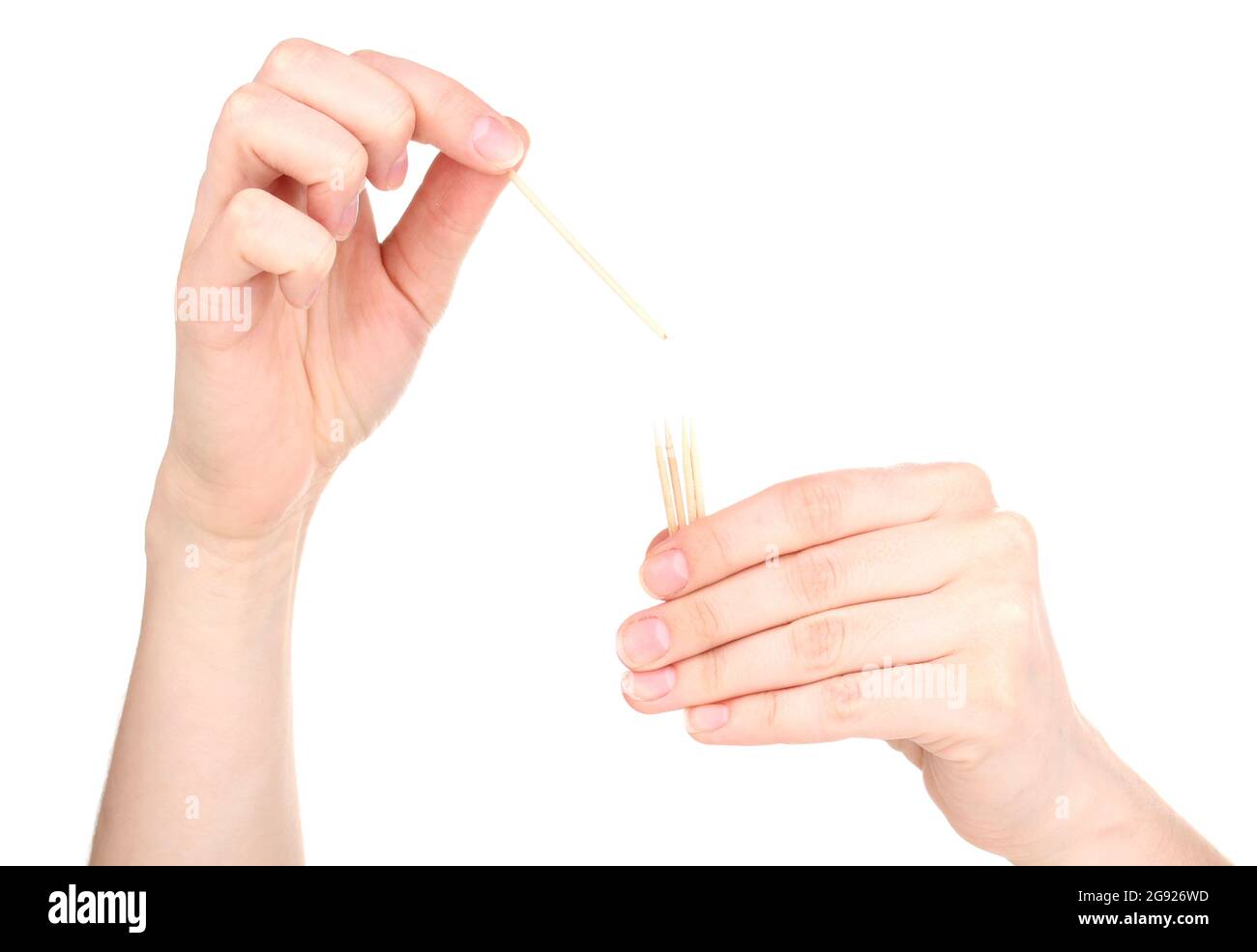 Hand throwing toothpick isolated on white Stock Photo Alamy