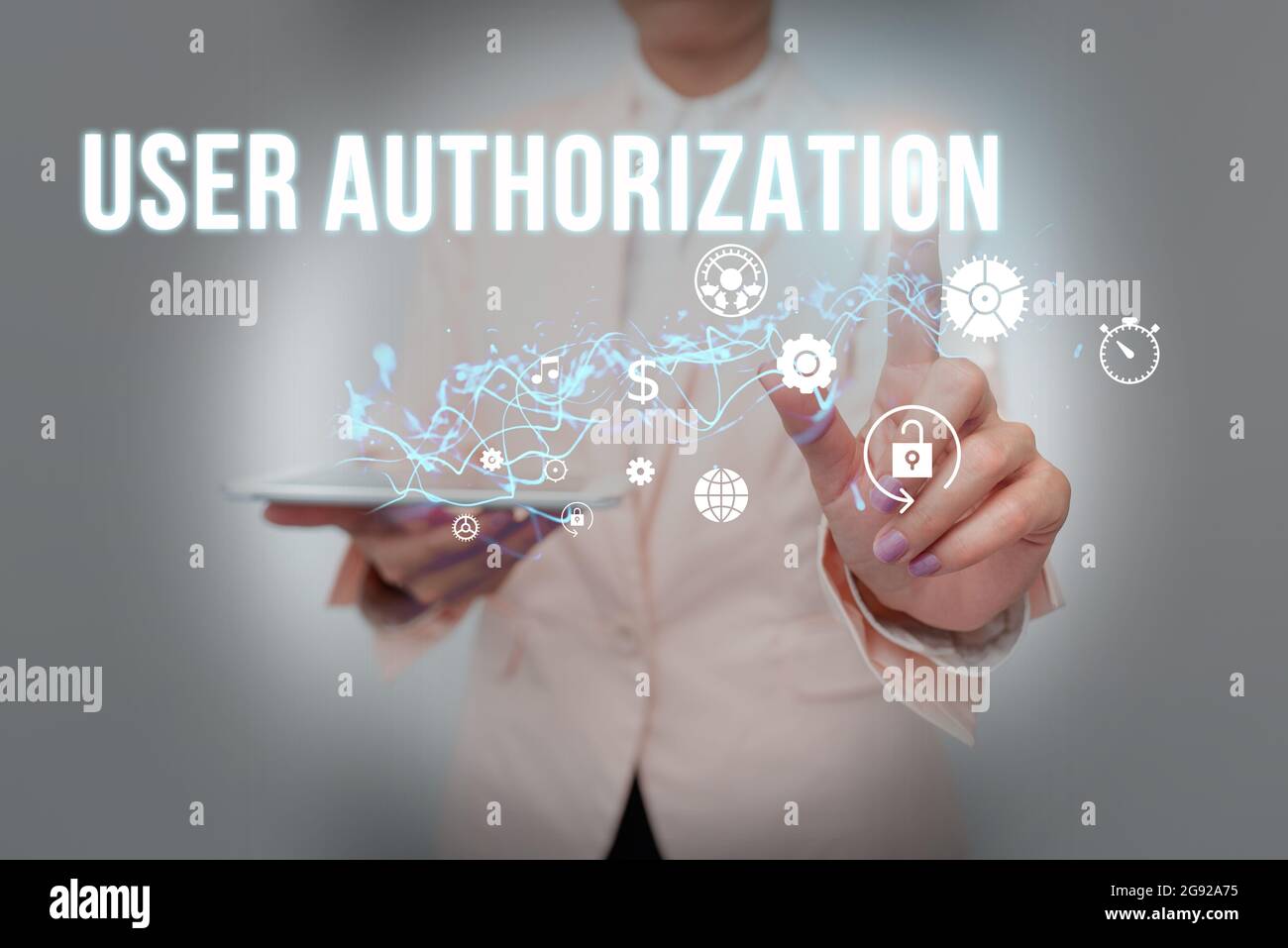Hand writing sign User Authorization, Word Written on security ...