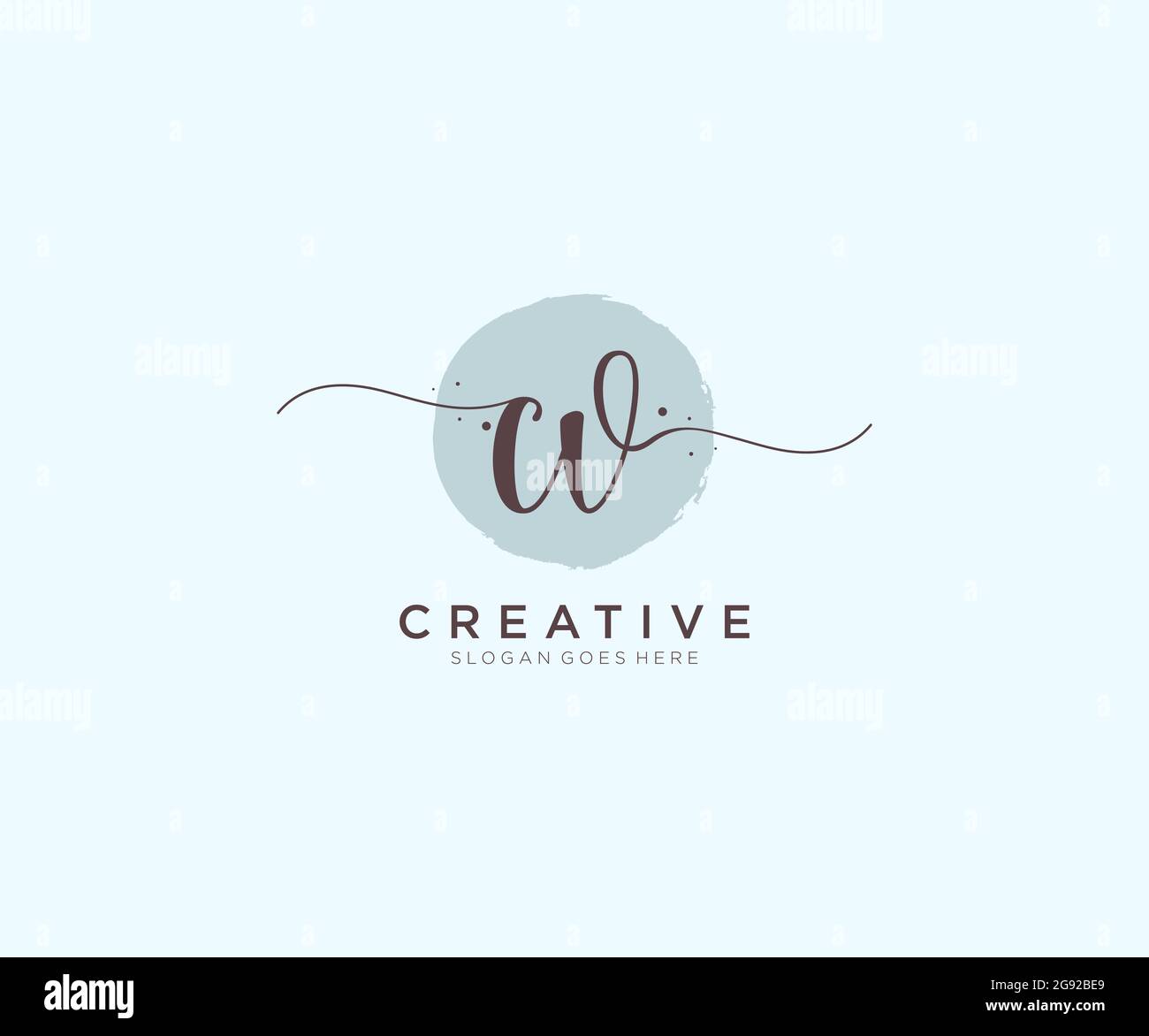 CV Feminine logo beauty monogram and elegant logo design, handwriting logo of initial signature, wedding, fashion, floral and botanical with creative Stock Vector