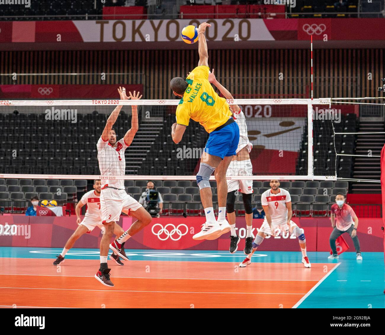 Tokyo, Japan. 24th July, 2021. T'QUIO, TO - 24.07.2021: TOKYO 2020 OLYMPIAD  TOKYO - Wallace do Brasil during the Brazil-Tunisia volleyball game at the  Tokyo 2020 Olympic Games held in 2021, the