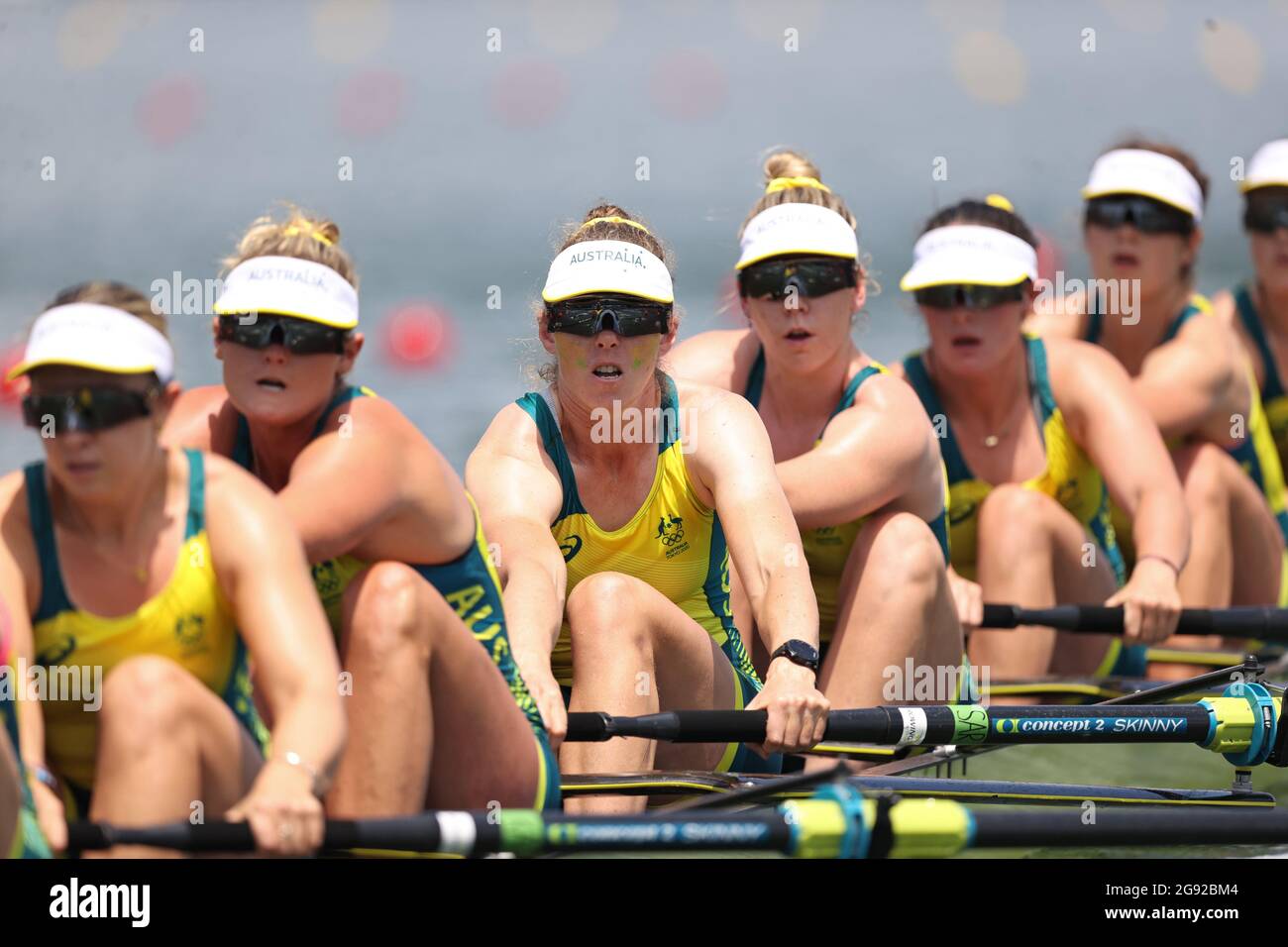 Tokyo Olympics Rowing Women S Eight Heats Sea Forest Waterway Tokyo Japan July 24 21 Coxswain James Rook Of Australia Molly Goodman Of Australia Katrina Werry Of Tokyo Olympics Rowing Women S Eight Heats Sea Forest Waterway Tokyo Japan July 24 21 Coxswain James Rook Of Australia Molly Goodman Of Australia Katrina Werry Of