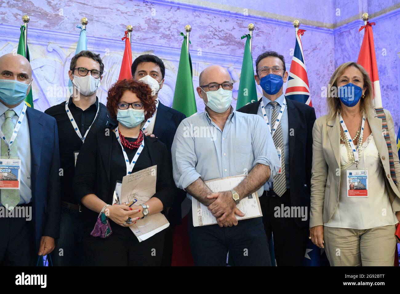 Naples Italy 23rd July 21 Minister Roberto Cingolani C Seen Posing With The Event S Organizing Committee Italian Minister For Ecological Transition Roberto Cingolani Gives A Final Conference At The End Of The G