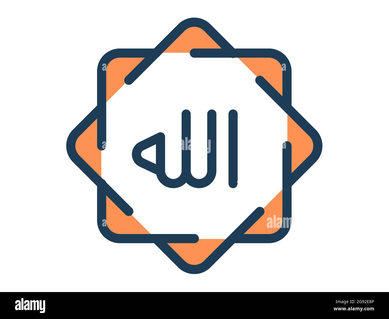 islamic god allah single isolated icon with dash or dashed line style ...