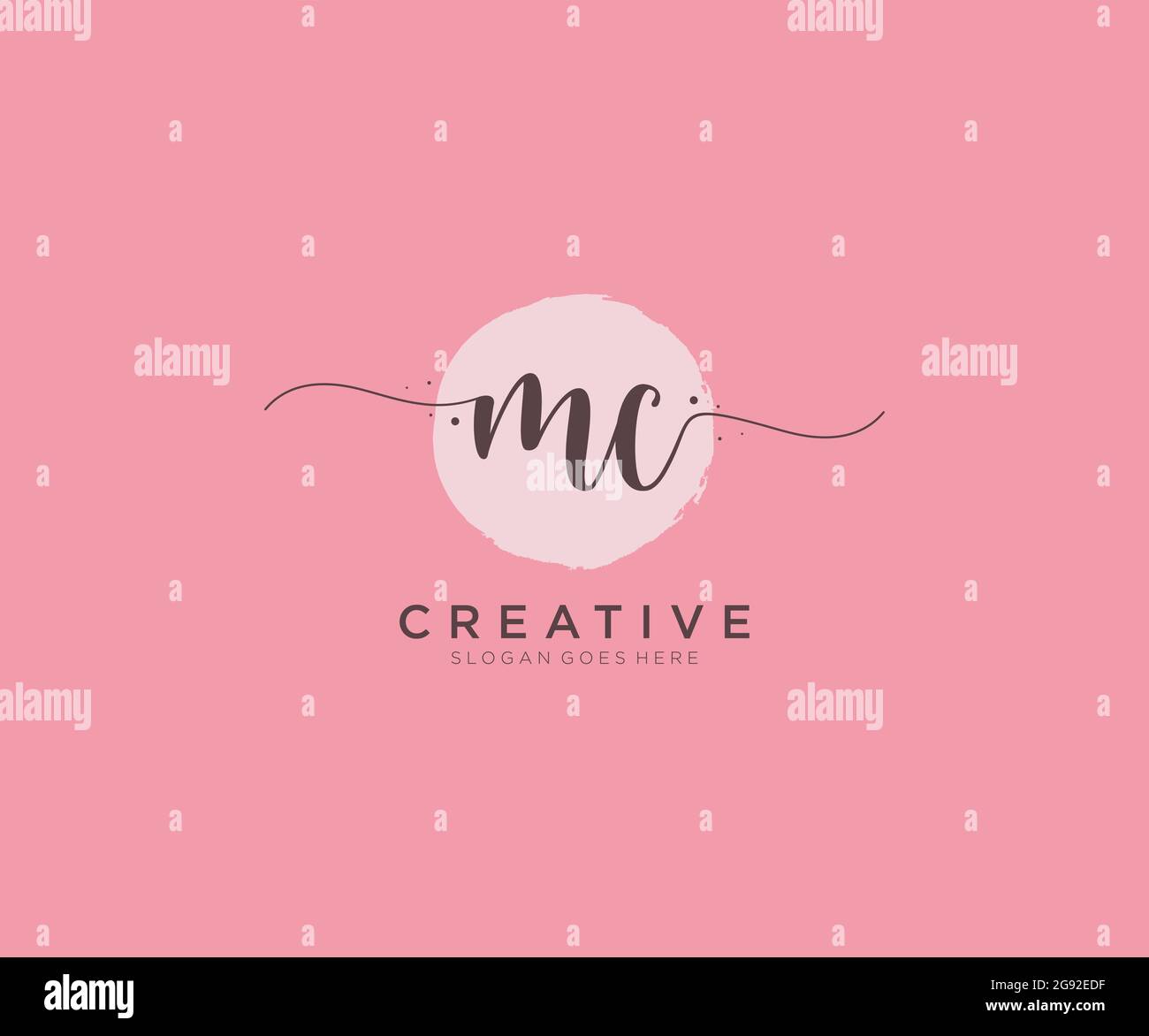 MC Feminine logo beauty monogram and elegant logo design, handwriting logo of initial signature, wedding, fashion, floral and botanical with creative Stock Vector