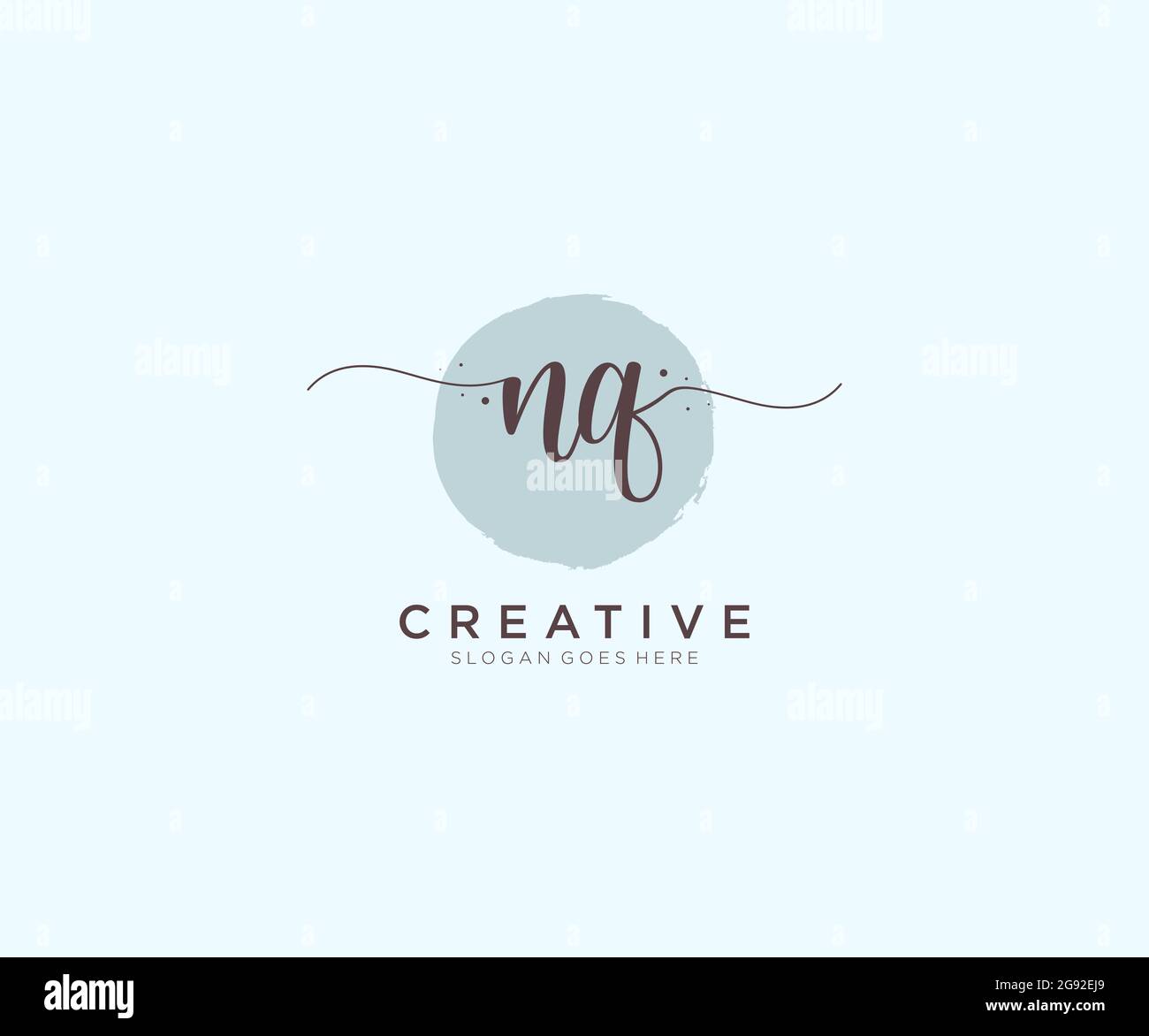 NQ Feminine logo beauty monogram and elegant logo design, handwriting ...