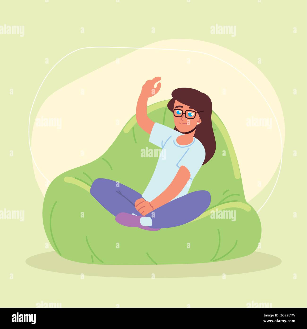 girl sitting in bean bag chair Stock Vector Image & Art - Alamy