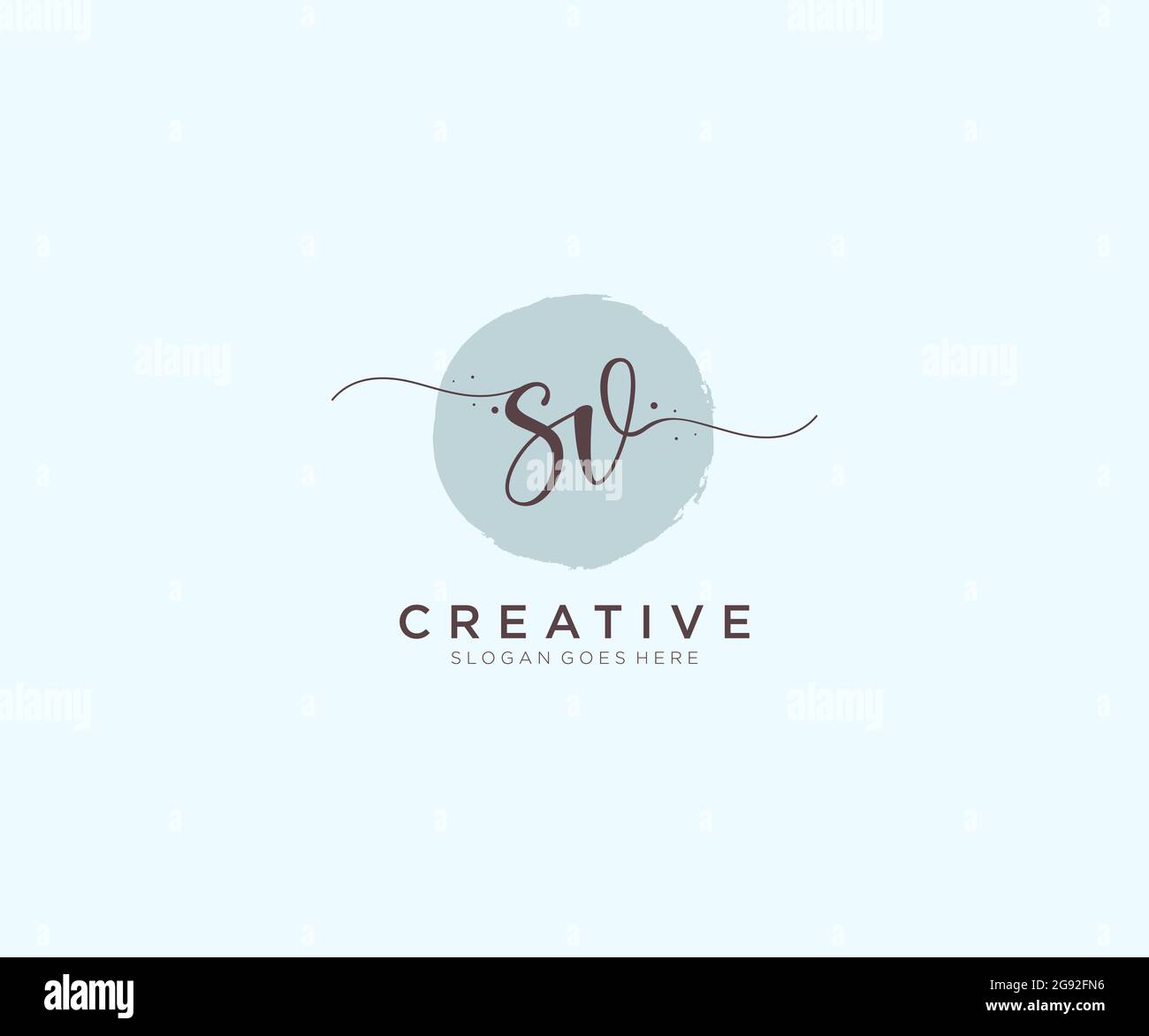 SV Feminine logo beauty monogram and elegant logo design, handwriting logo of initial signature, wedding, fashion, floral and botanical with creative Stock Vector