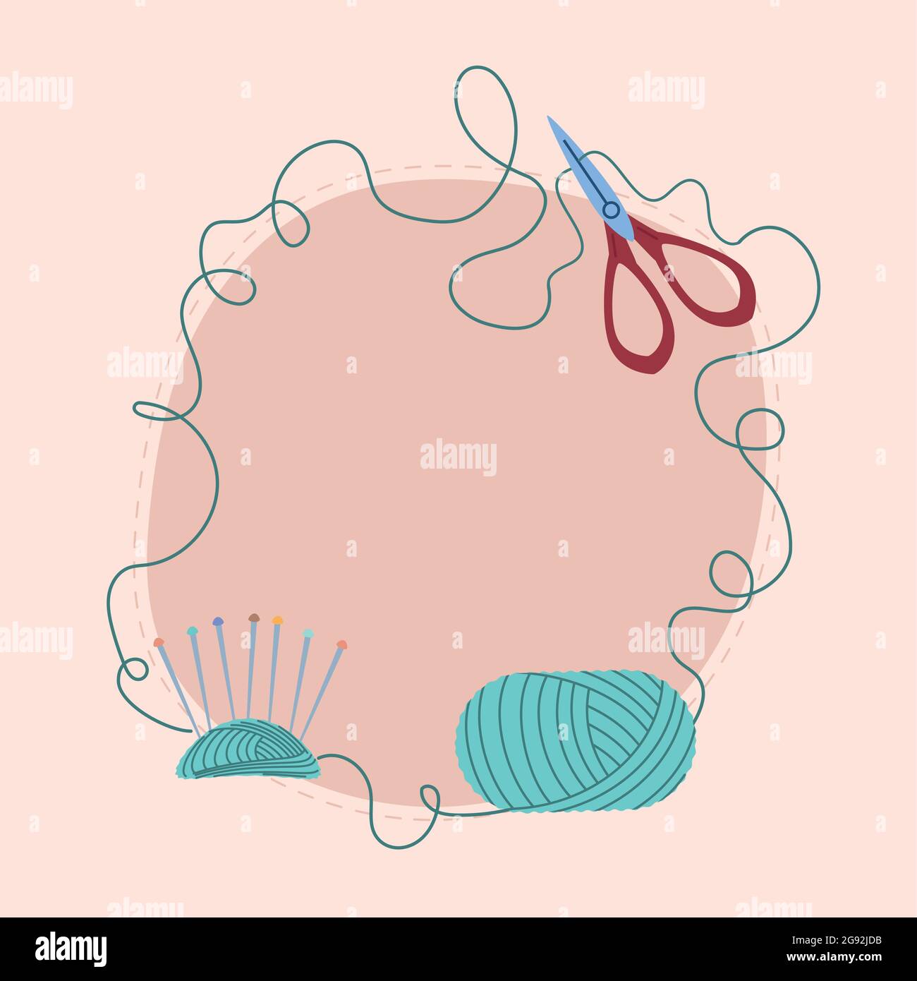 Knitting needles scissors yarn Stock Vector Images - Alamy