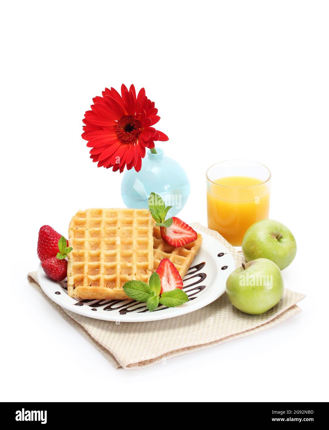 light breakfast isolated on white Stock Photo - Alamy