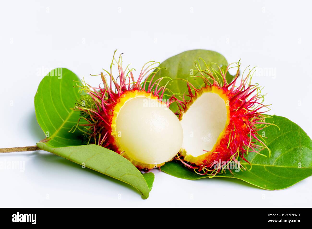 Rambutan ripe open, sweet delicious fruit, isolated on white background ...