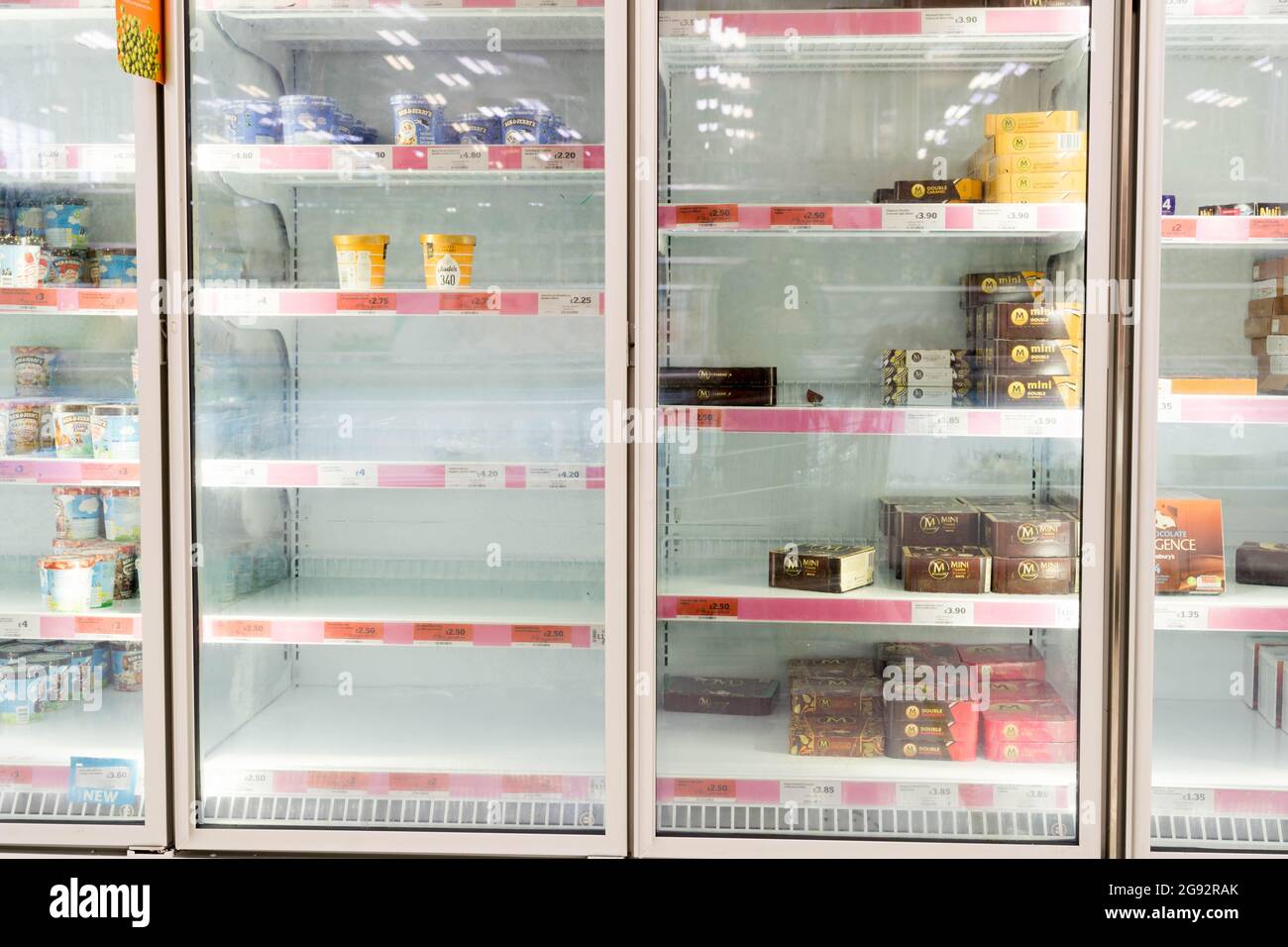 empty shelves seen at supermarket Sainsbury's London England Stock