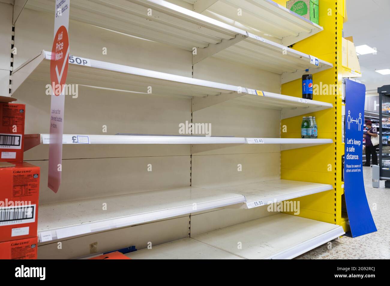 empty shelves seen at supermarket Sainsbury's London England Stock