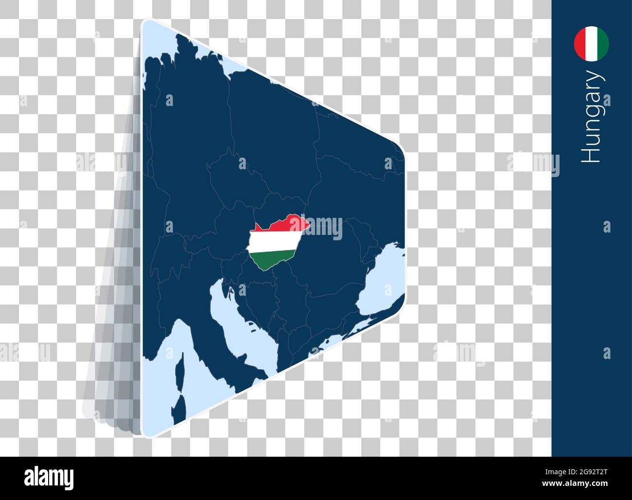 Hungary Map And Flag On Transparent Background Highlighted Hungary On Hungary Map And Flag On Transparent Background Highlighted Hungary On