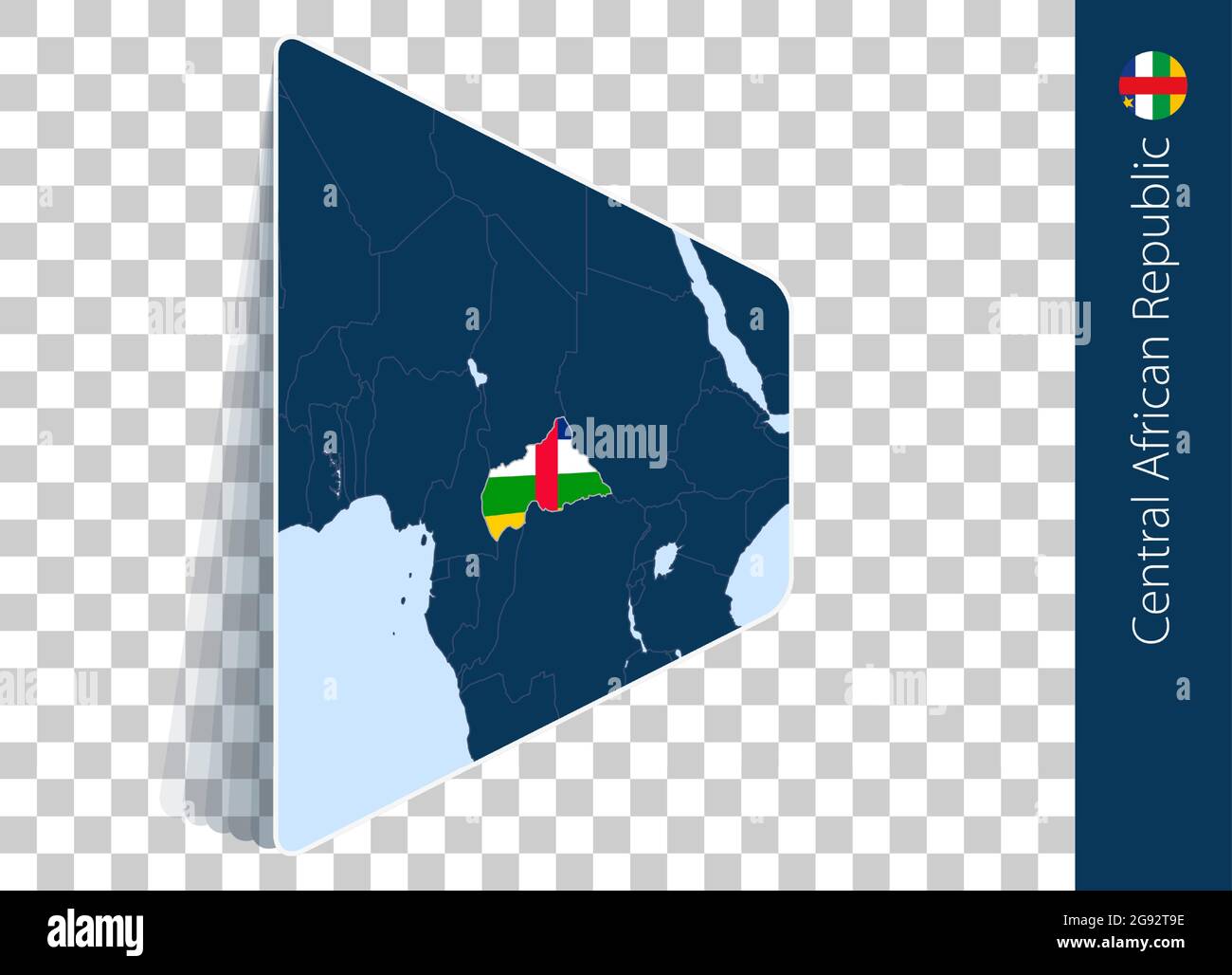 Central African Republic map and flag on transparent background ...