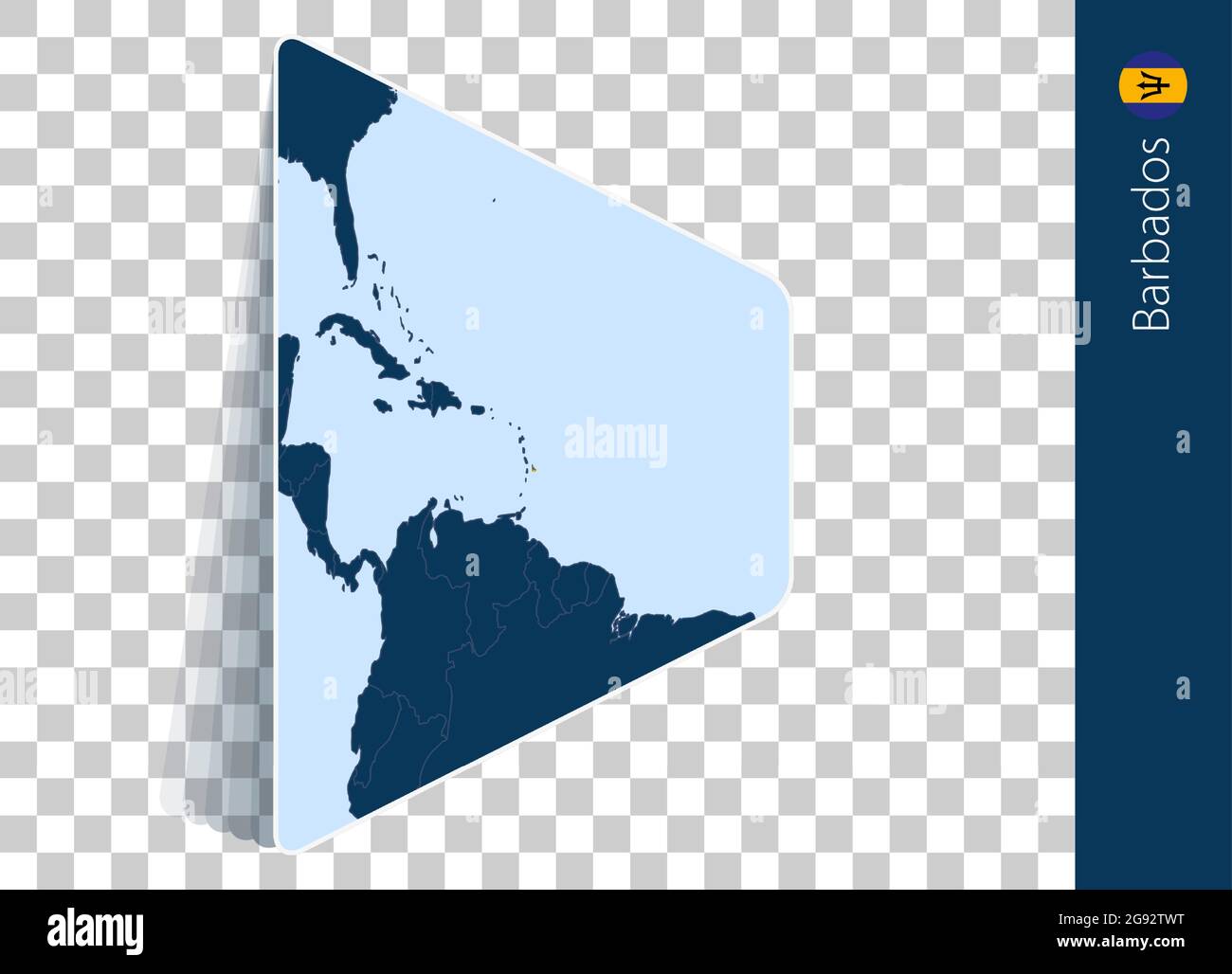 Barbados map and flag on transparent background. Highlighted Barbados ...