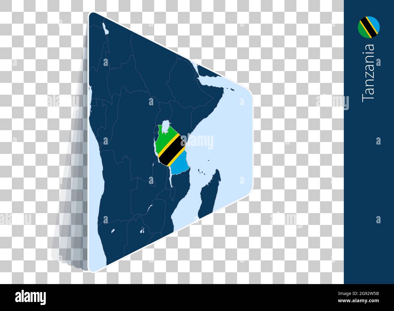 Tanzania map and flag on transparent background. Highlighted Tanzania ...
