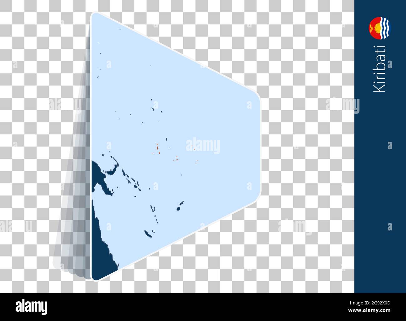 Kiribati map and flag on transparent background. Highlighted Kiribati