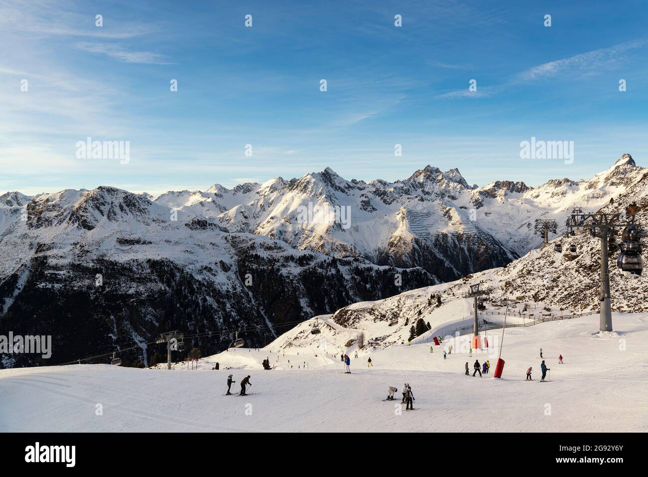 Panorama of the Austrian ski resort of Ischgl. Stock Photo