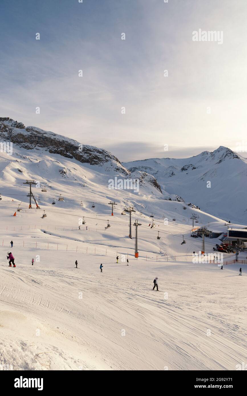 View of the Austrian ski resort Ischgl. Stock Photo