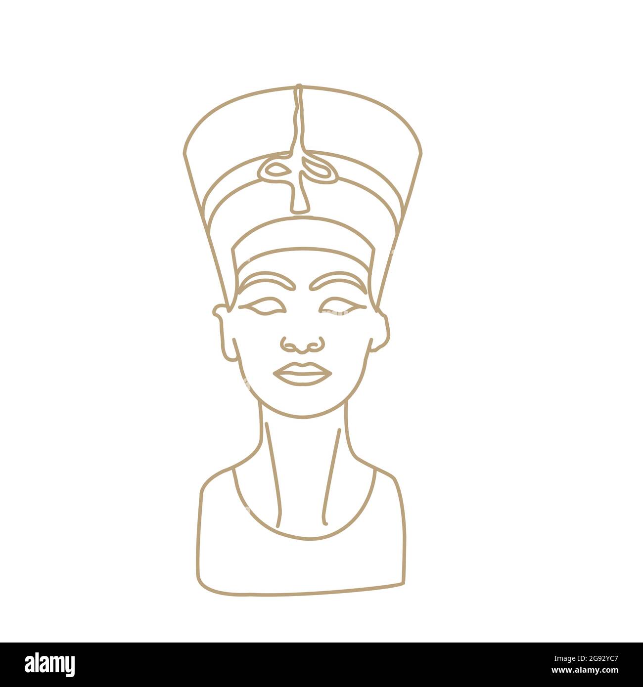 Bust of Nefertiti sculpture great royal wife goddess in Egyptian culture Stock Vector