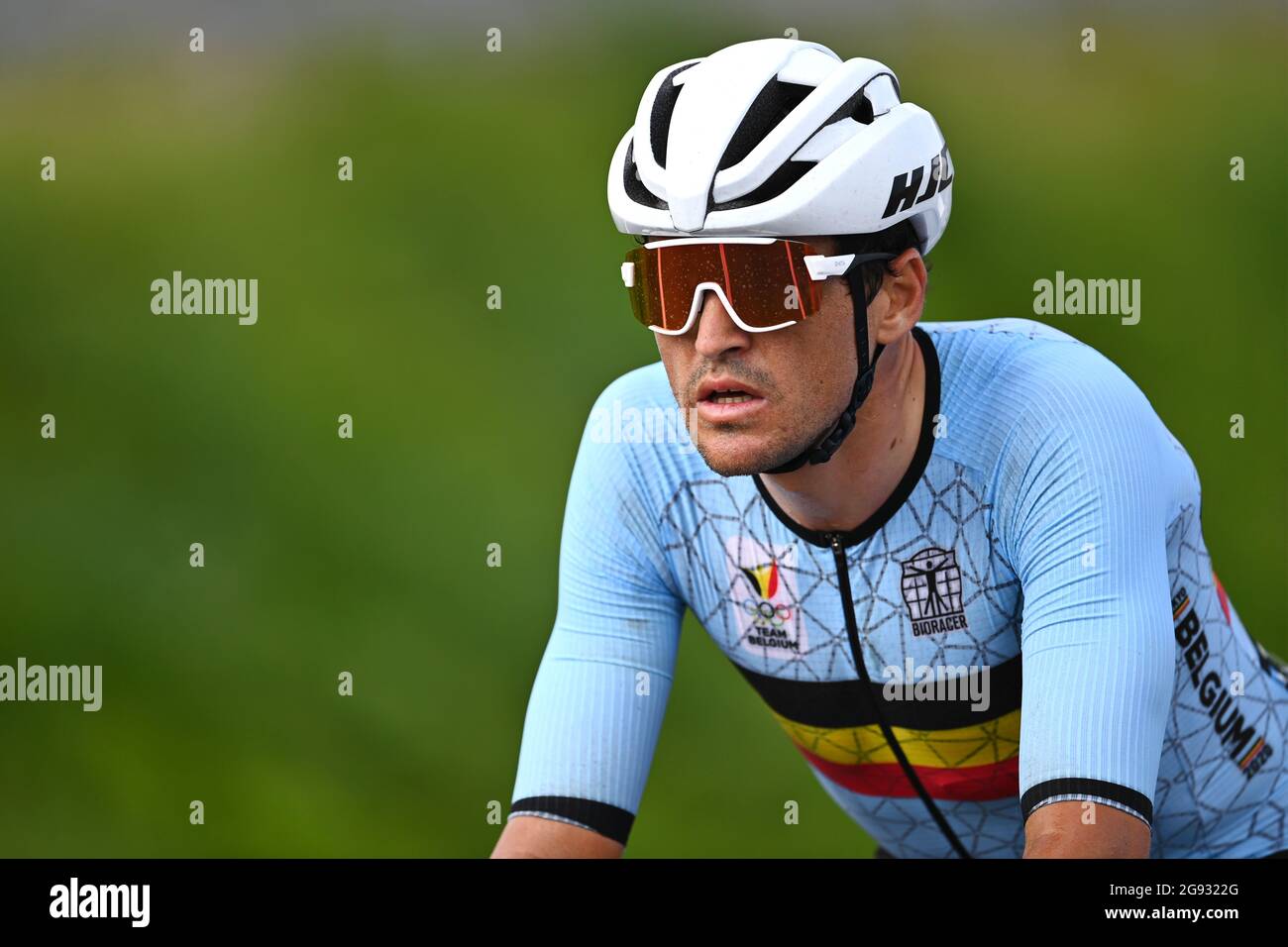 Belgian Greg Van Avermaet of AG2R Citroen Team pictured in action during  the men's cycling road race, on the second day of the 'Tokyo 2020 Olympic  Ga Stock Photo - Alamy