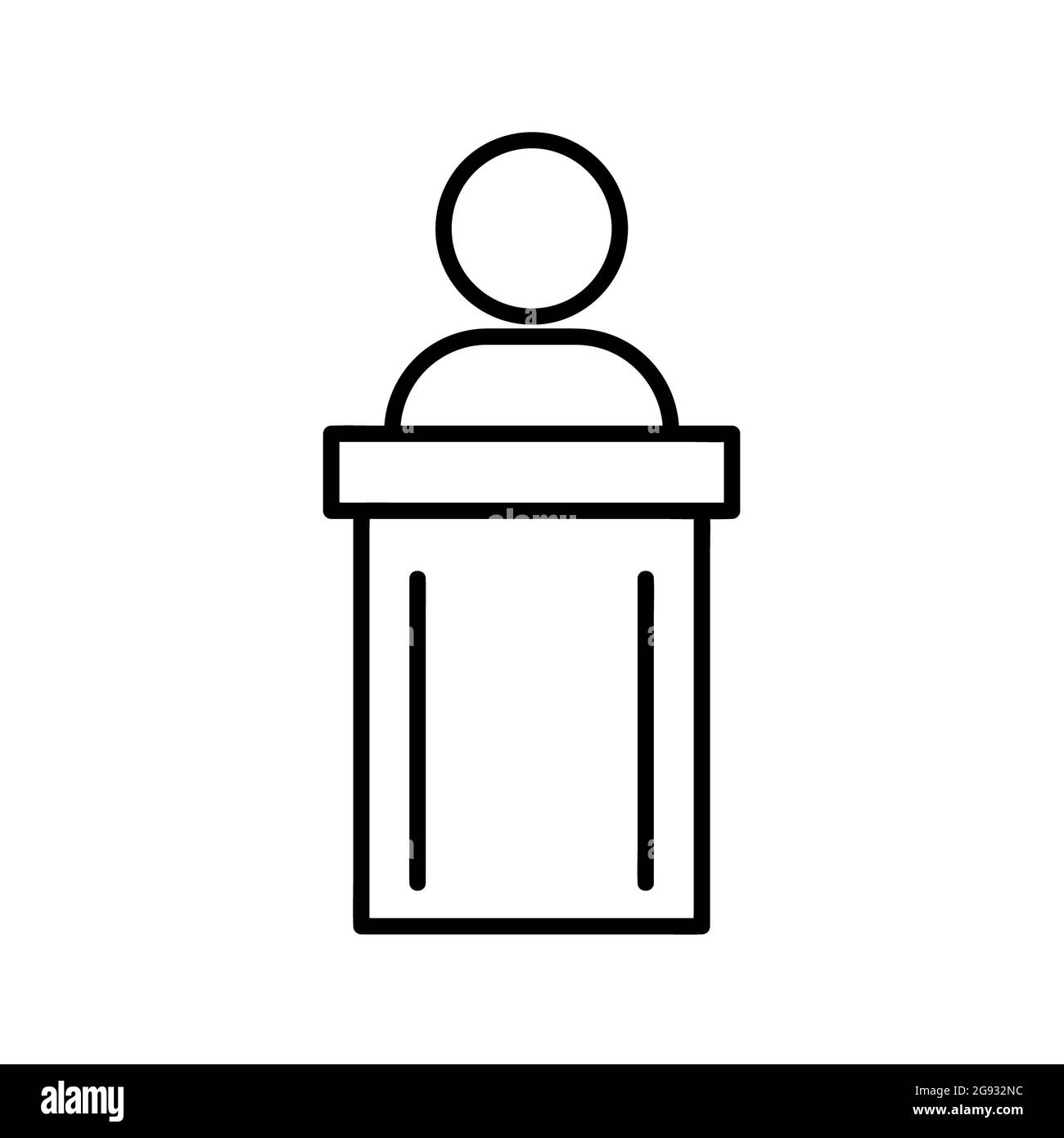 Speaker seminar icon. Law pictogram for web. Line stroke. Isolated on