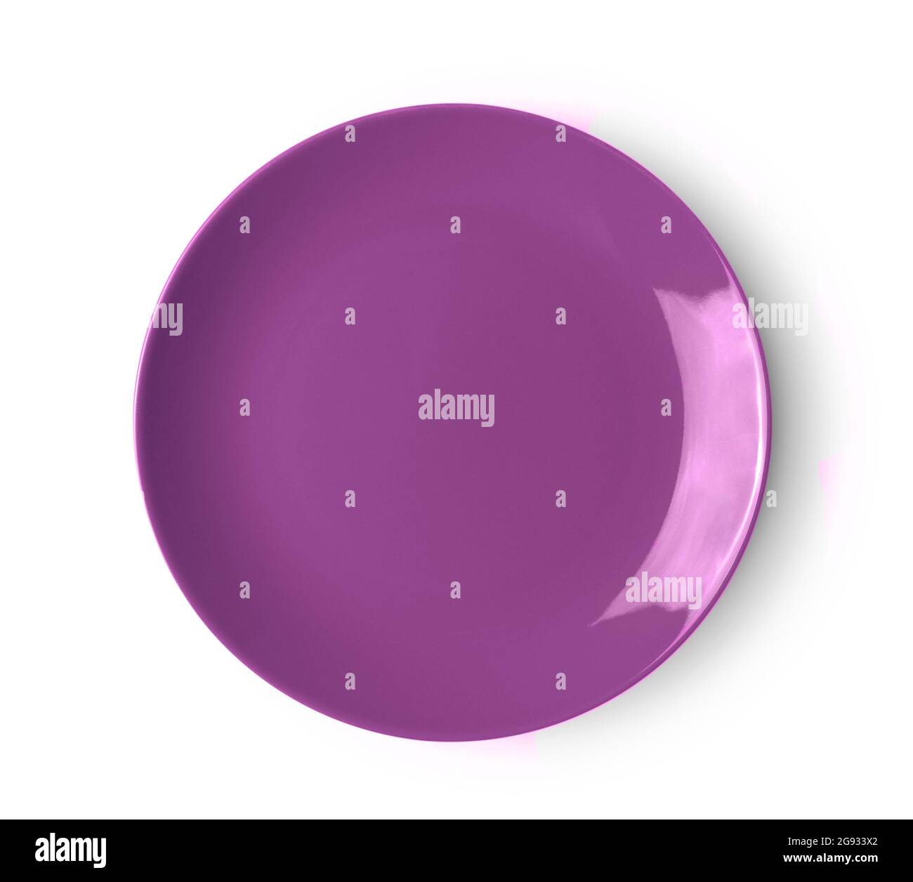 pink ceramic plate on white background Stock Photo - Alamy