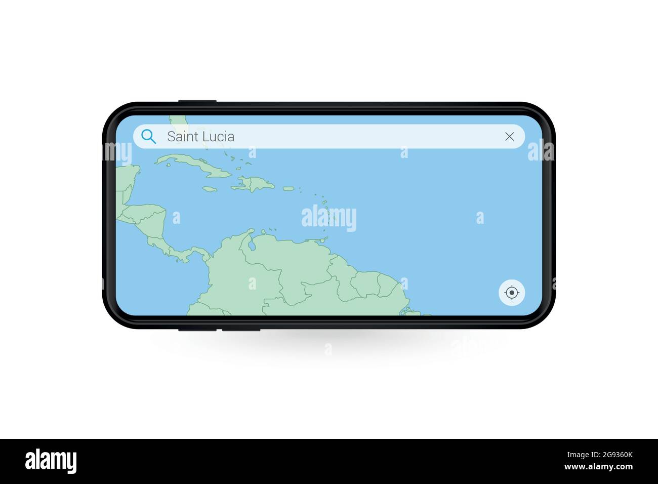 Searching map of Saint Lucia in Smartphone map application. Map of ...