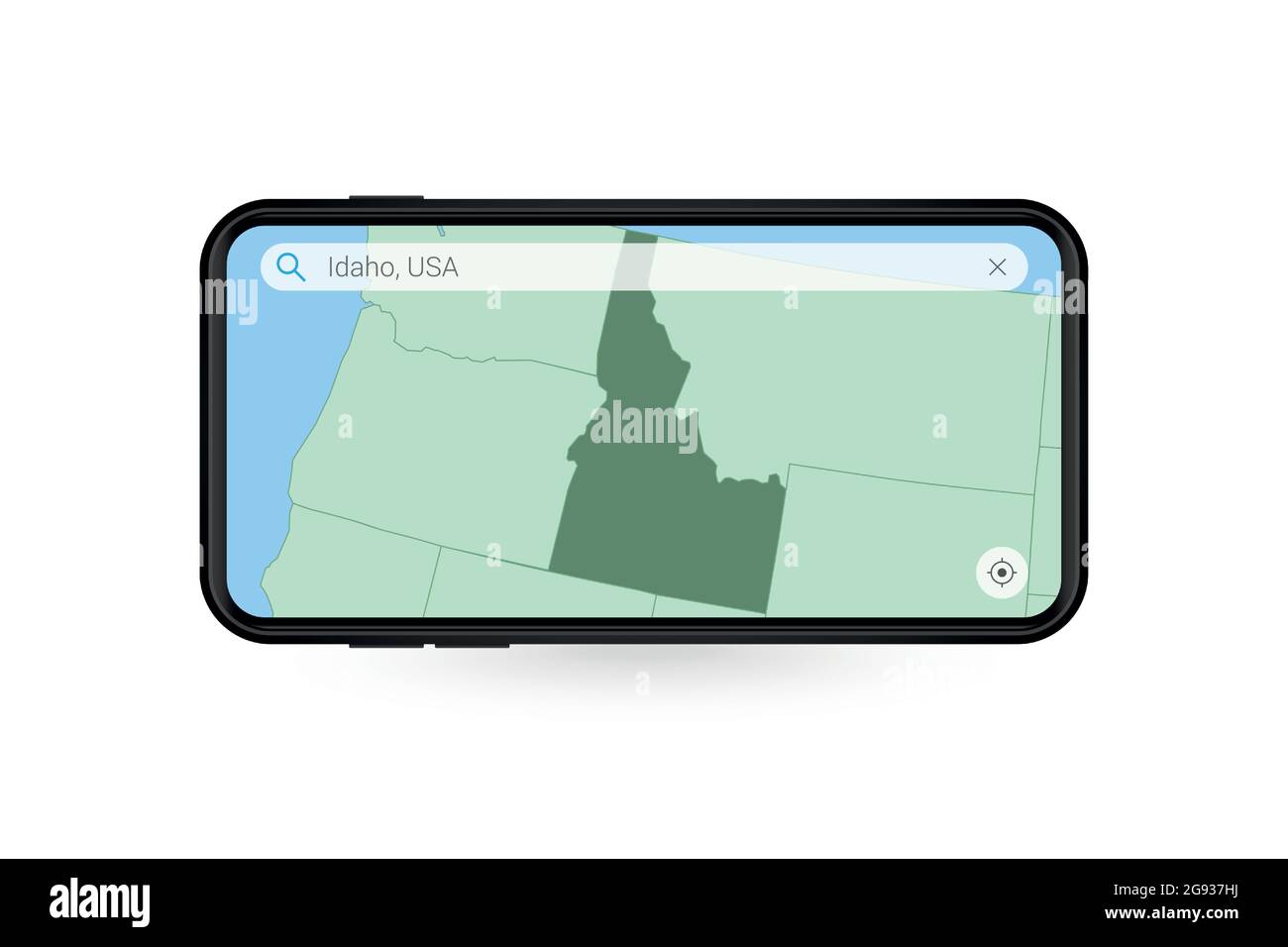 Searching map of Idaho in Smartphone map application. Map of Idaho in Cell Phone. Vector illustration. Stock Vector