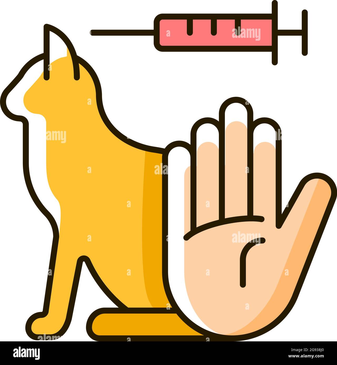 No cat testing RGB color icon Stock Vector