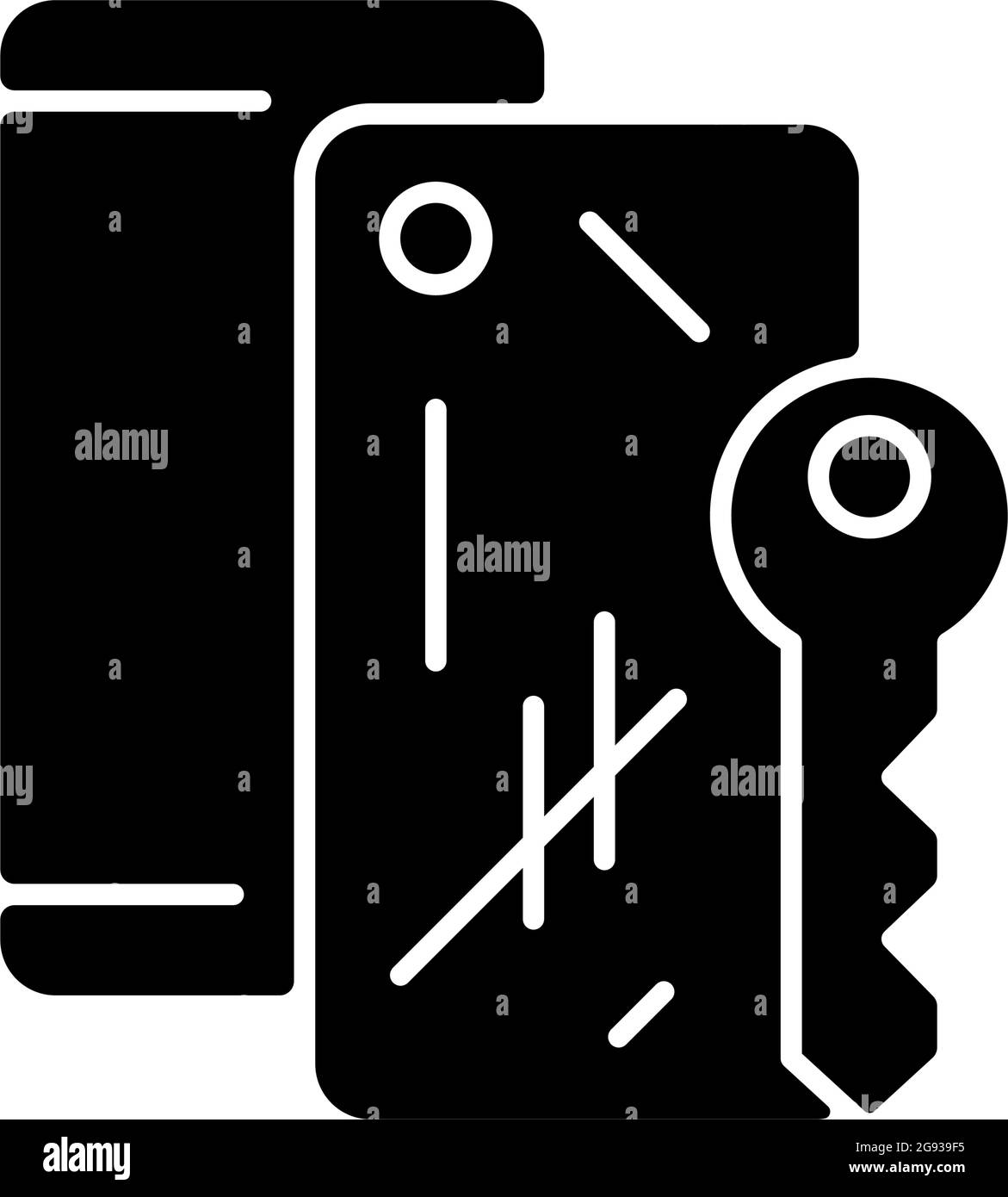 Scratched housing black glyph icon Stock Vector