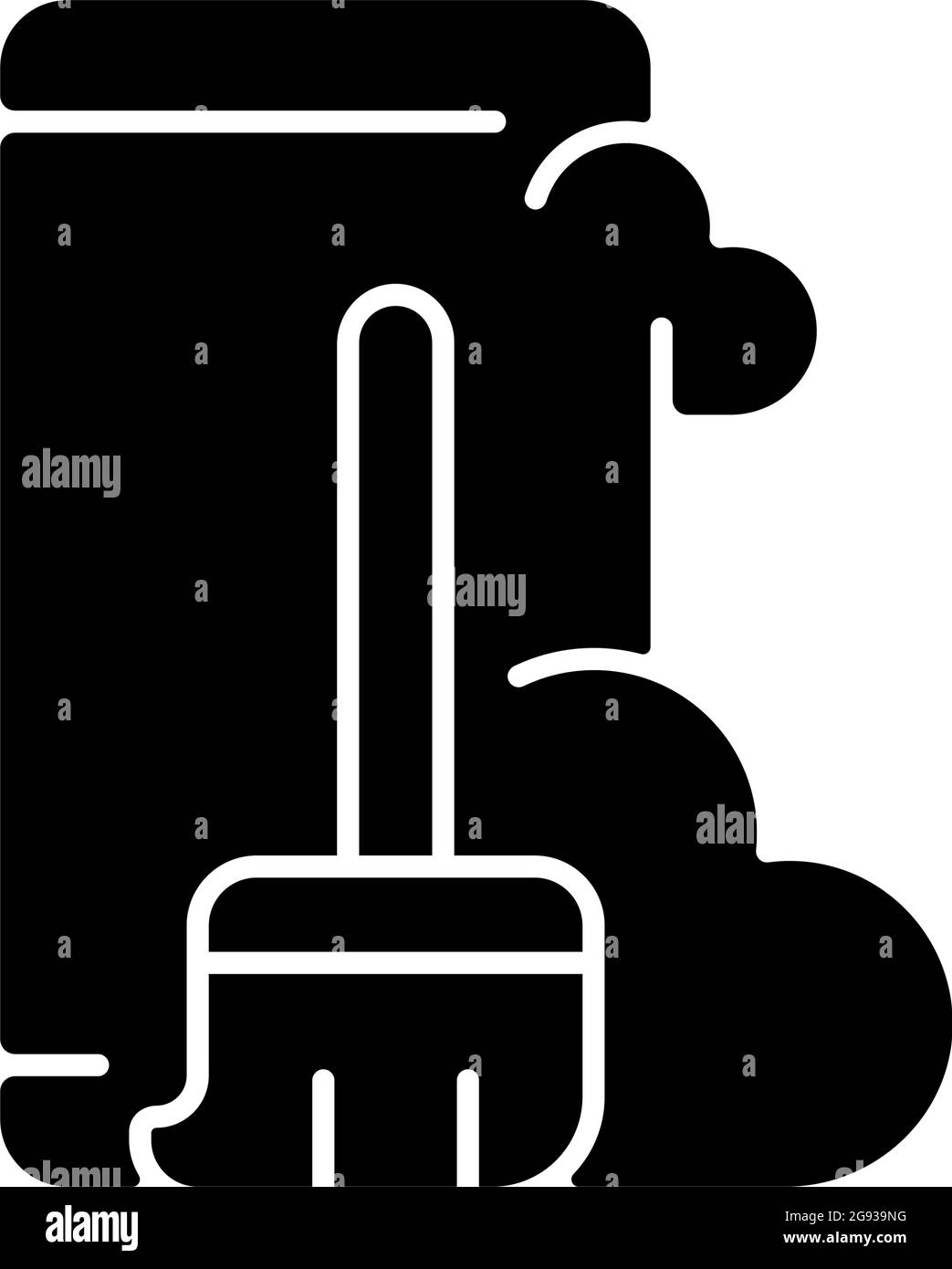 Dust and dirt inside the phone black glyph icon. Stock Vector