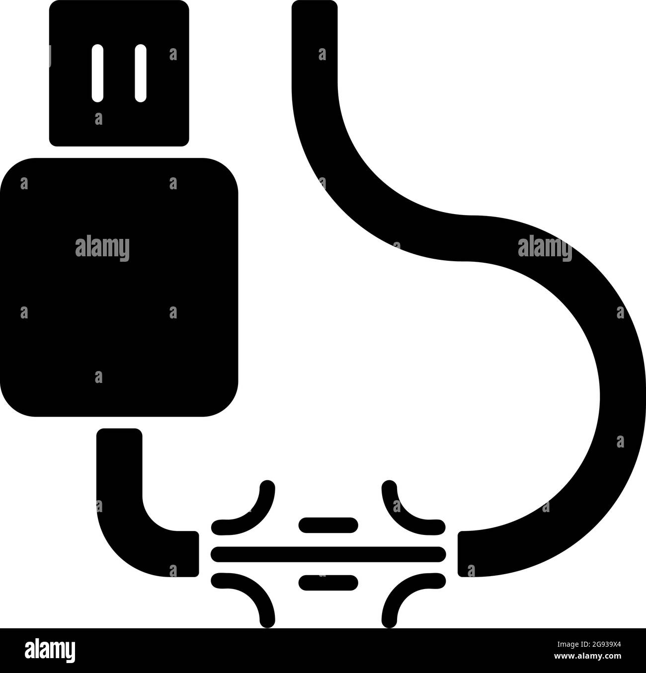 Torn cable black glyph icon Stock Vector