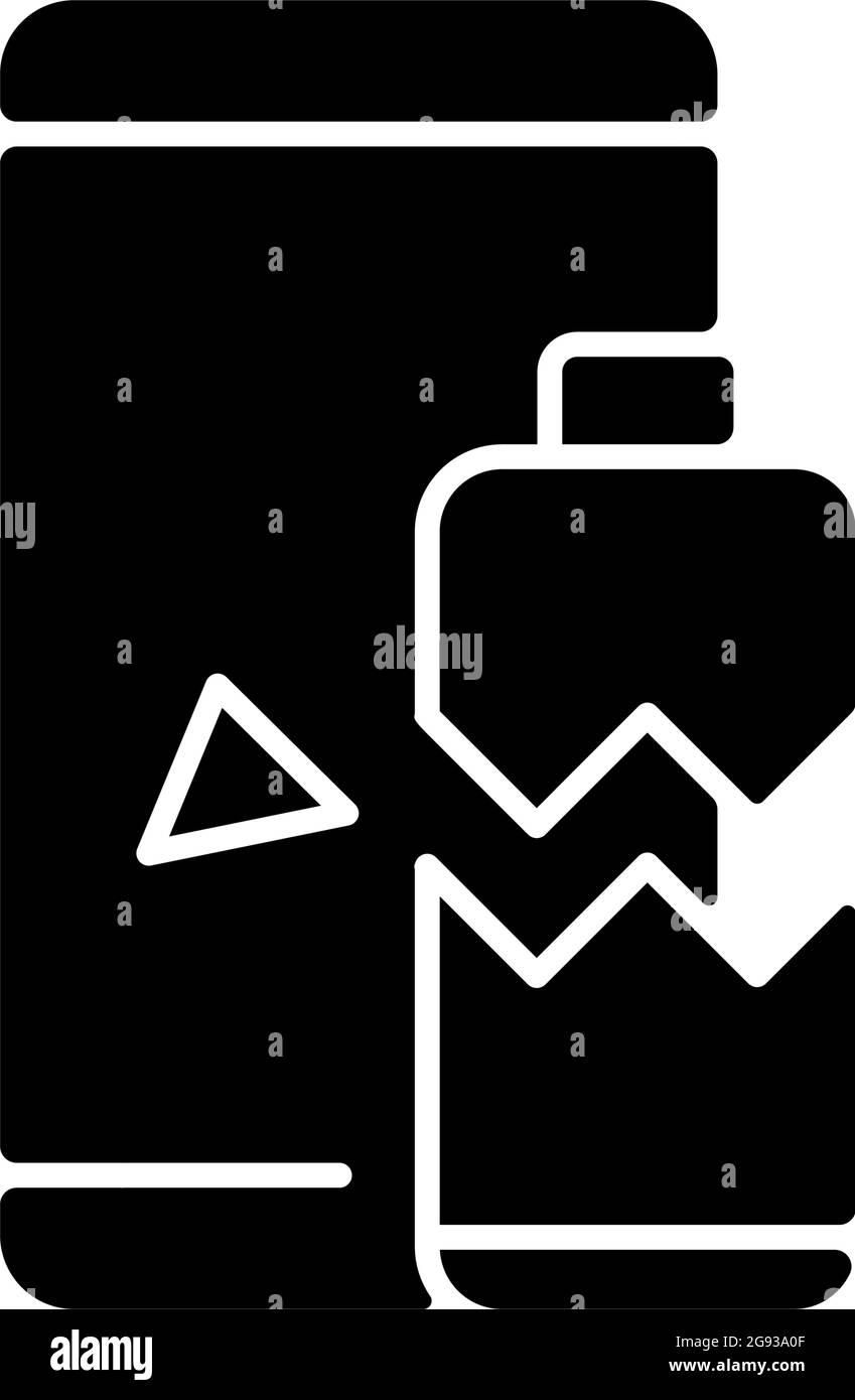 Battery not charging black glyph icon Stock Vector