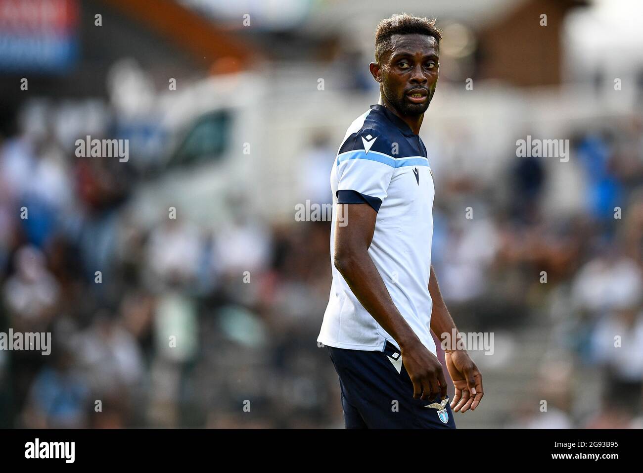 Auronzo di Cadore, Italy. 23 July 2021. Jean-Daniel Akpa-Akpro of SS Lazio  looks on during the pre-season friendly football match between SS Lazio and  US Triestina. SS Lazion won 5-2 over US