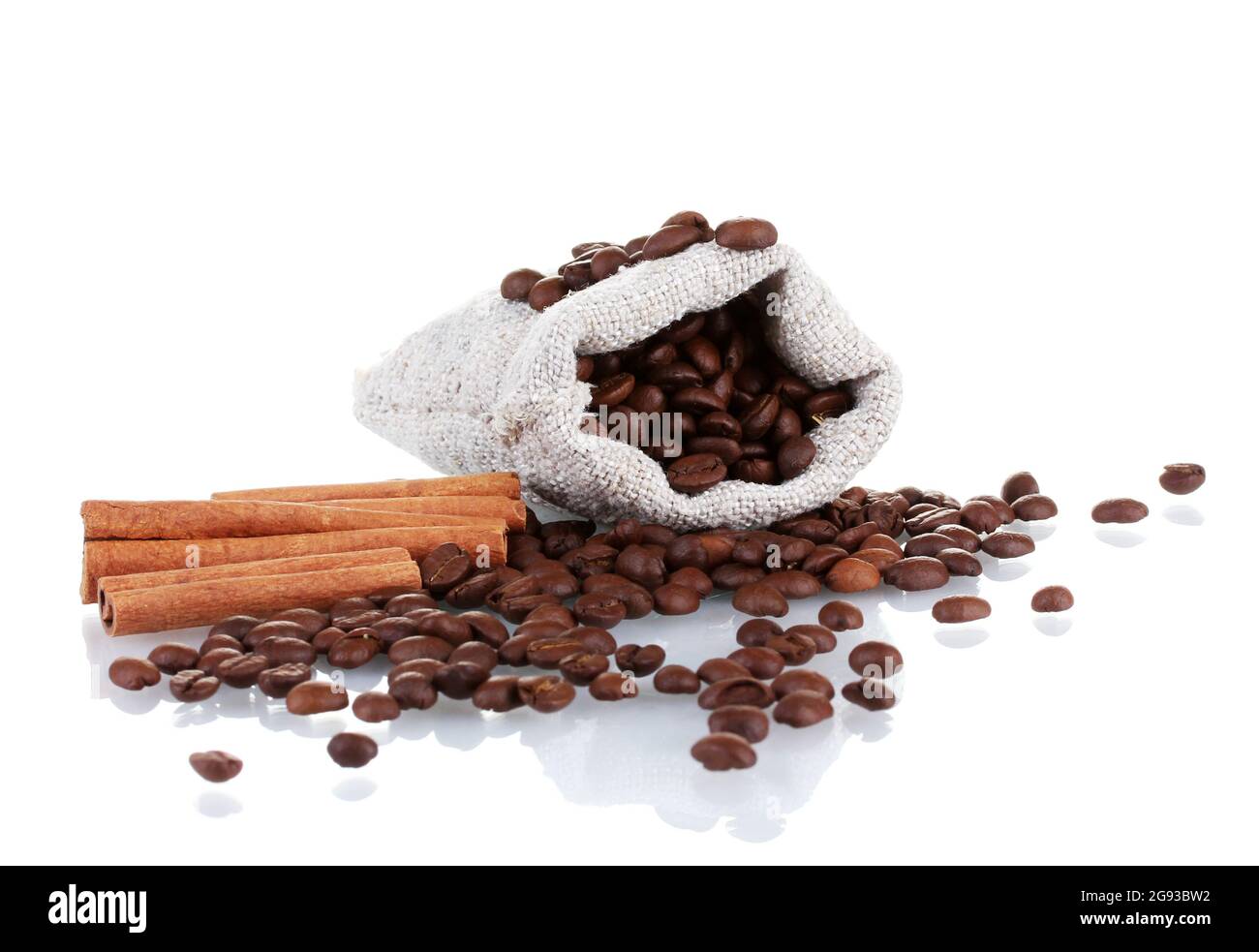 Coffee beans in canvas sack isolated on white Stock Photo - Alamy