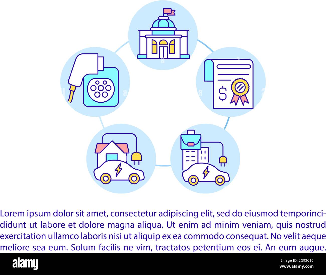 EV home charging points concept line icons with text. Stock Vector