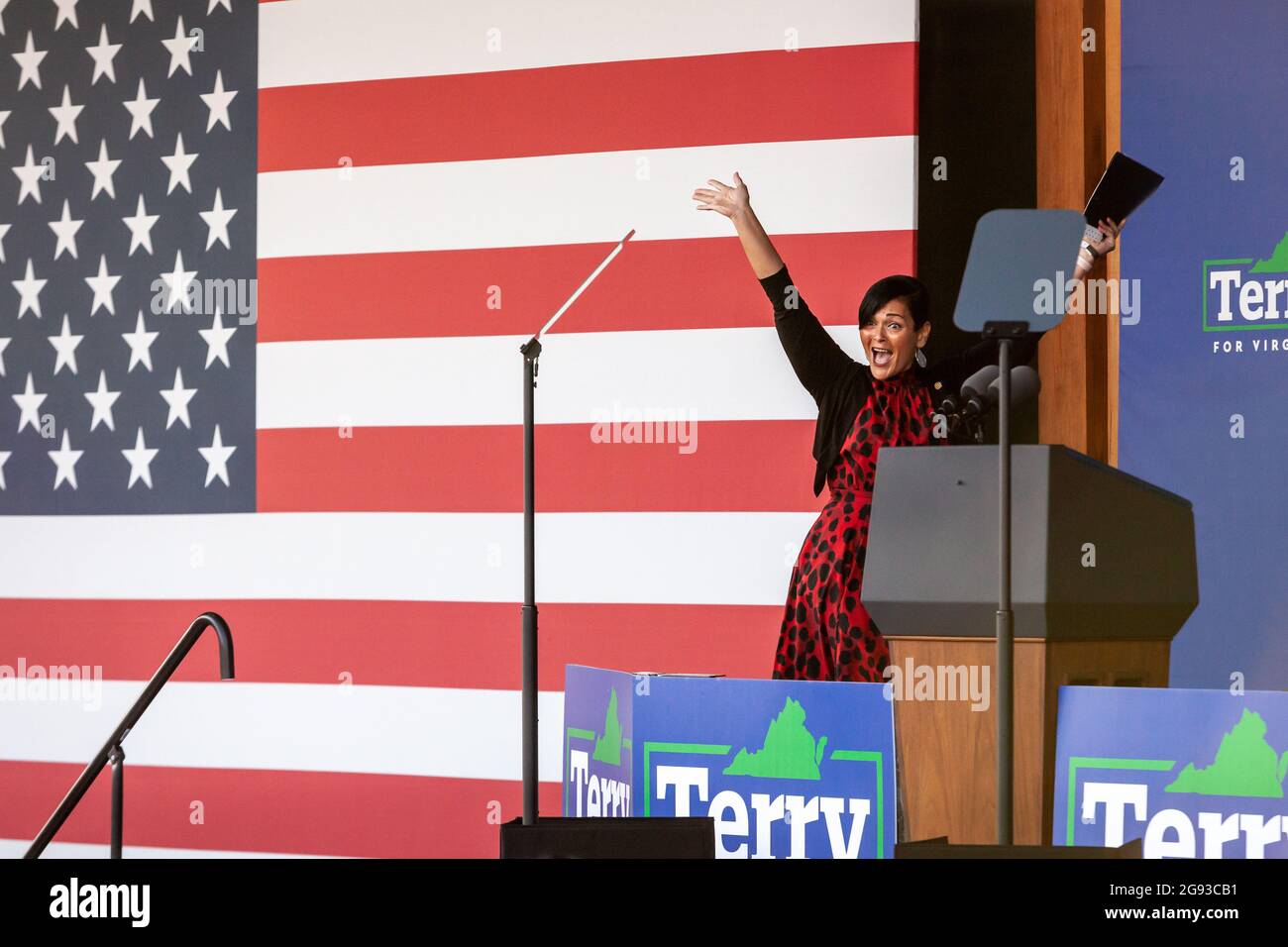 Virginia, USA. 23rd July, 2021. This is Biden’s first major appearance in support of a Democratic candidate.  McAuliffe served one term as governor of Virginia and is running for a second term. Credit: Allison Bailey/Alamy Live News Stock Photo