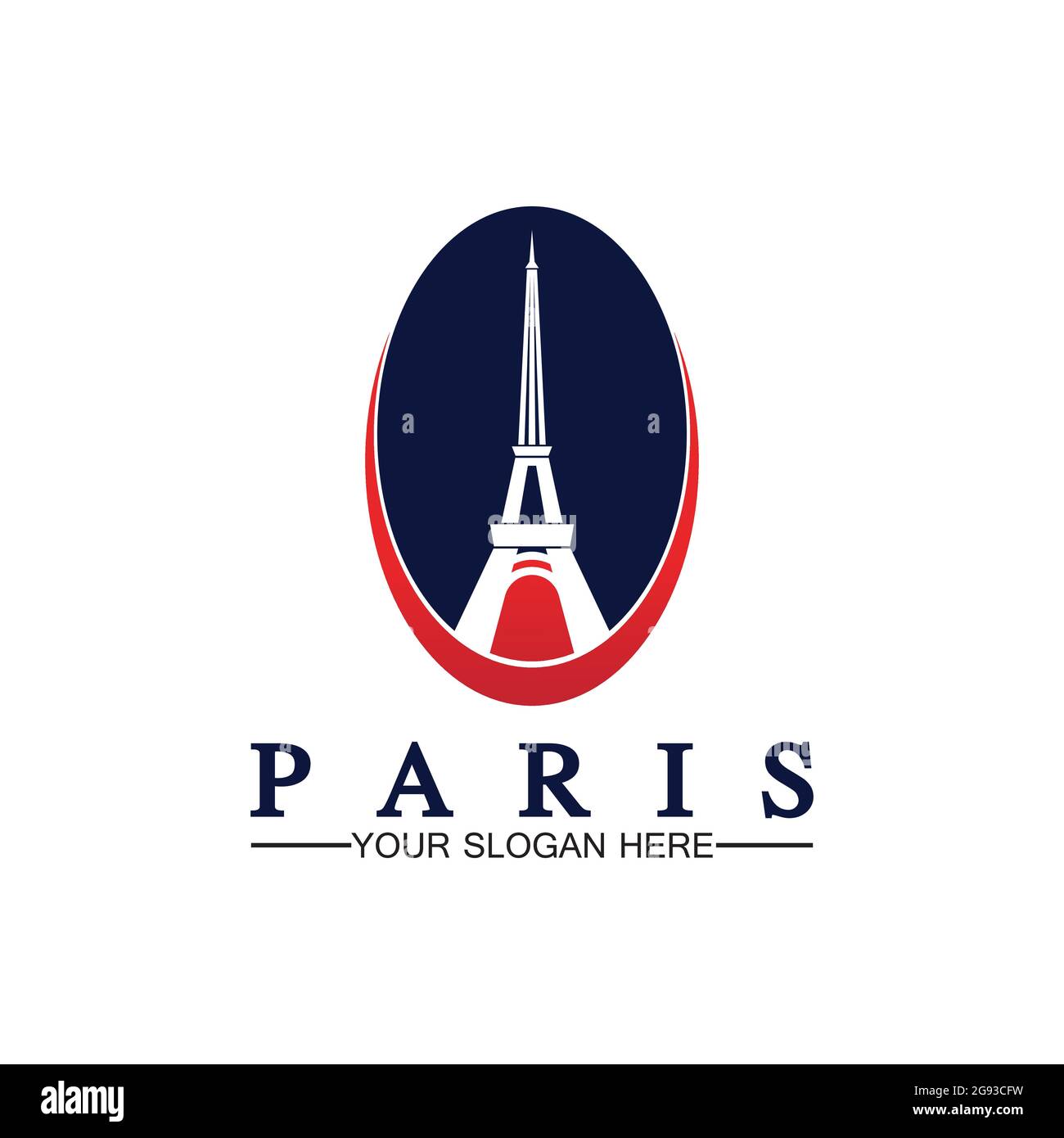 Paris and Eiffel tower logo vector icon  illustrator design template Stock Vector