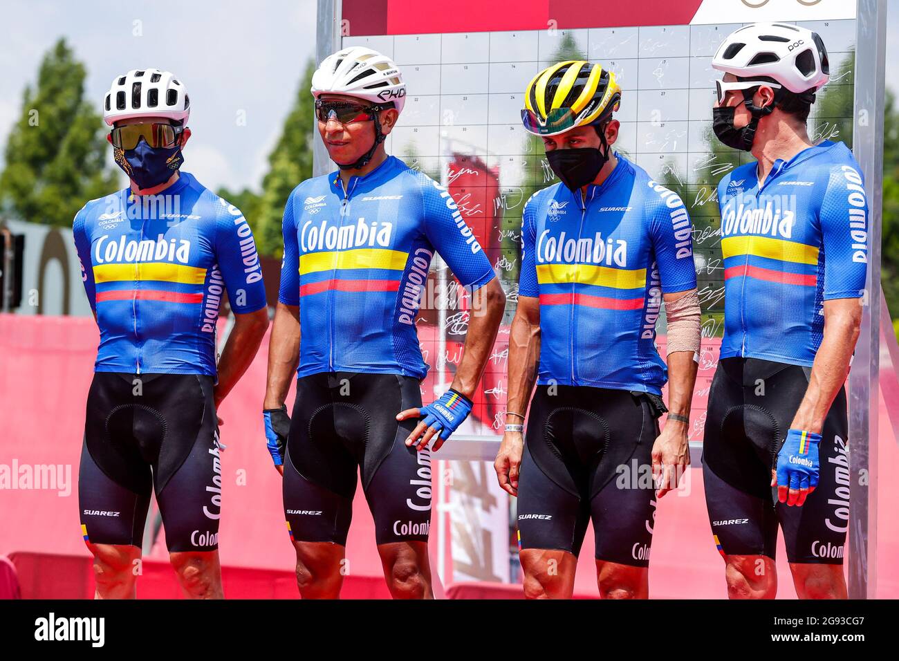 Tokyo, Japan. 24th July, 2021. TOKYO, JAPAN - JULY 24: Sergio Andres Higuita Garcia, Nairo Quintana, Jhoan Esteban Chaves Rubio and Rigoberto Uran of Team Colombia competing on Men's Road Race during the Tokyo 2020 Olympic Games at the Fuji International Speedway on July 24, 2021 in Tokyo, Japan (Photo by Pim Waslander/Orange Pictures) NOCNSF Credit: Orange Pics BV/Alamy Live News Stock Photo