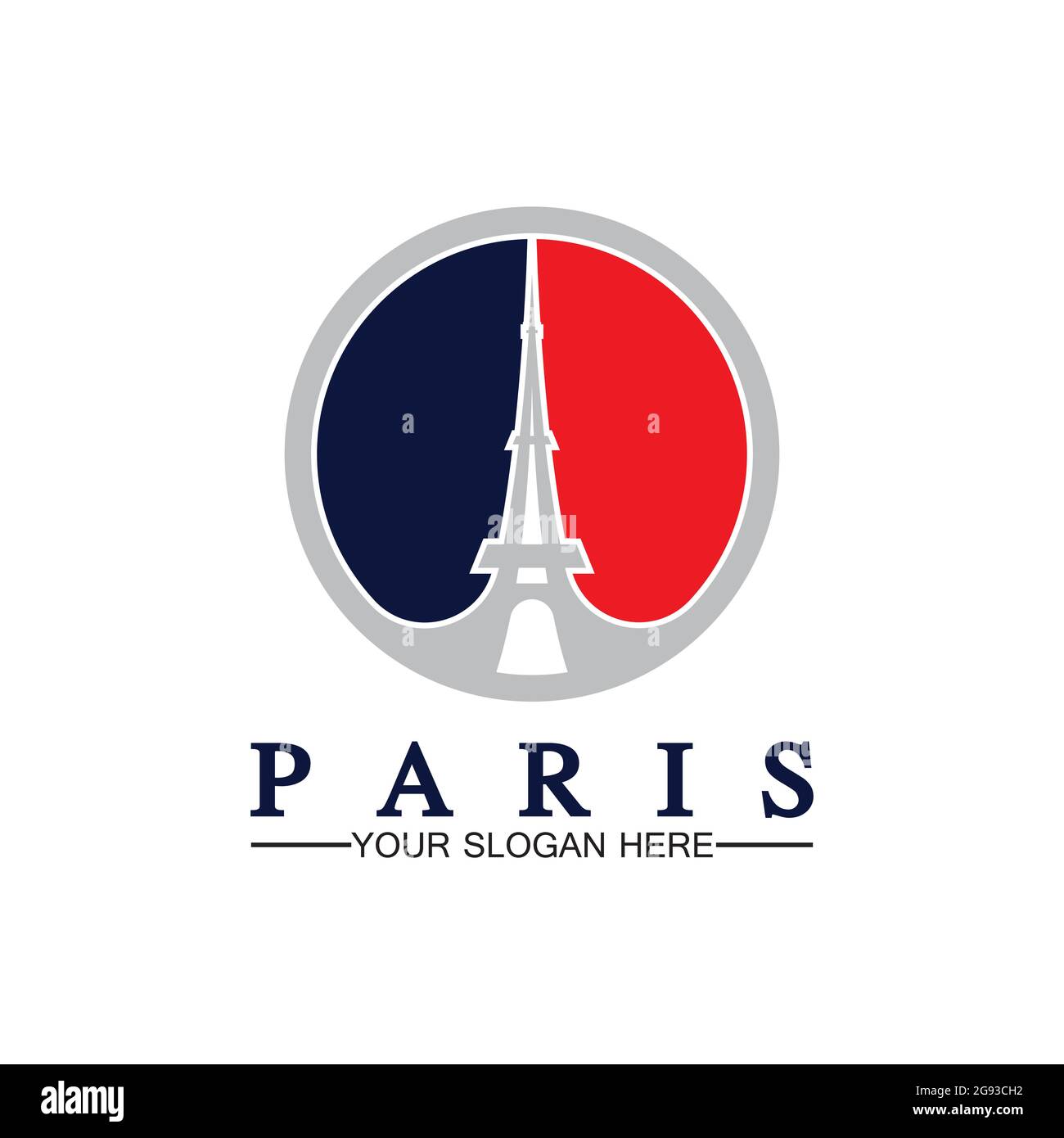 Paris and Eiffel tower logo vector icon  illustrator design template Stock Vector
