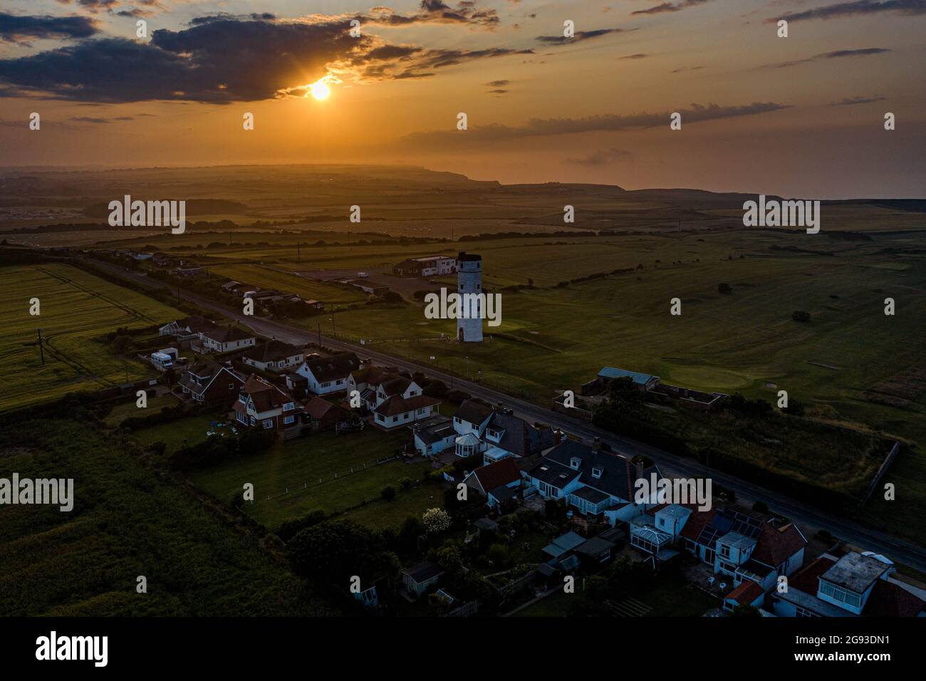 Flamborough Head Lighthouse , Dji Drone Aerial Photos North Yorkshire Coast Stock Photo