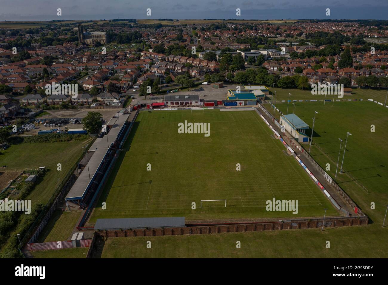 Bridlington Town AFC Football Club Aerial Photo 2021, Drone , THE SEASIDERS, Northern Premier League,Queensgate Football Club Aerial Photo 2021, Drone Stock Photo