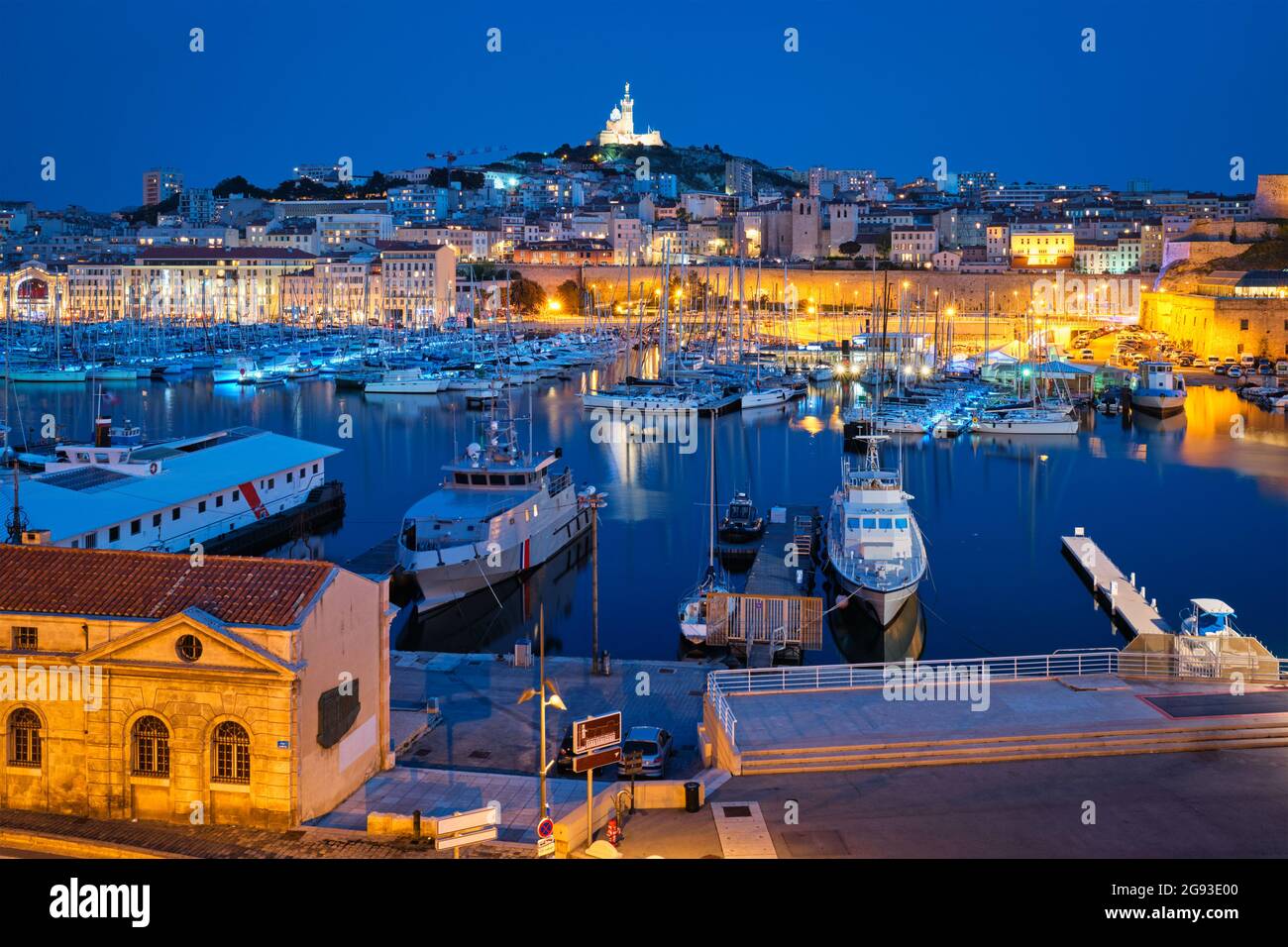 Marseille Port Night Marseille France Panorama Night Harbour Hi Res
