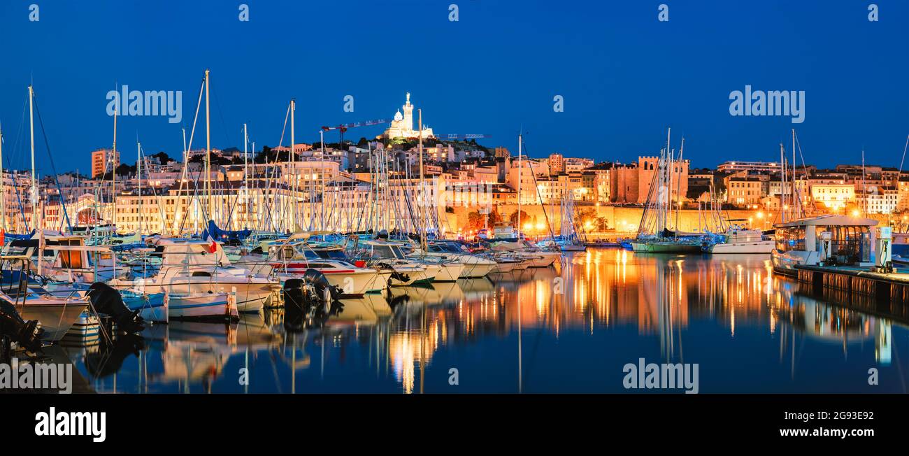 Marseille night skyline hi-res stock photography and images - Alamy