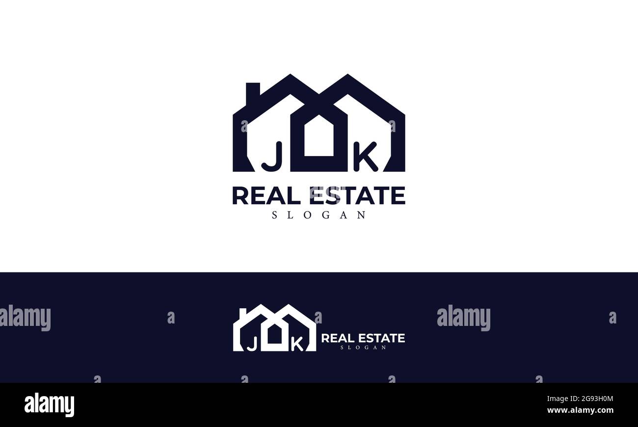 Alphabet JK or J and K Real Estate Monogram Vector Logo Design, Letter